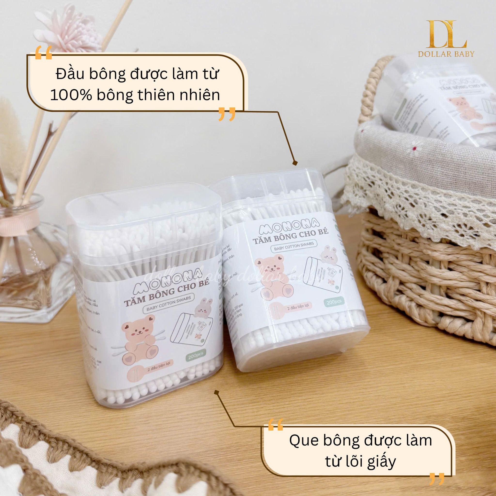  Tăm Bông Cho Bé 2 Đầu Monona 