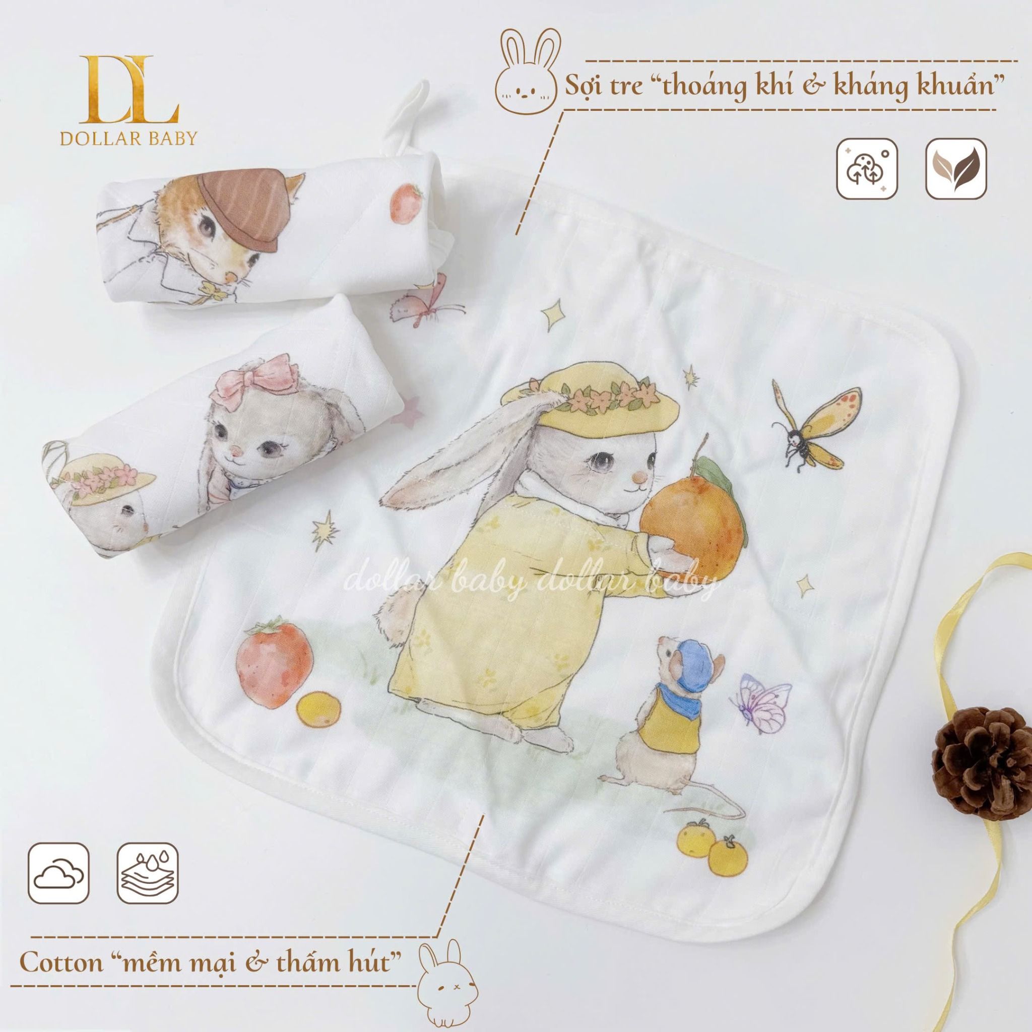  Set 4 Khăn Cotton Bubble Tree 30x30cm 