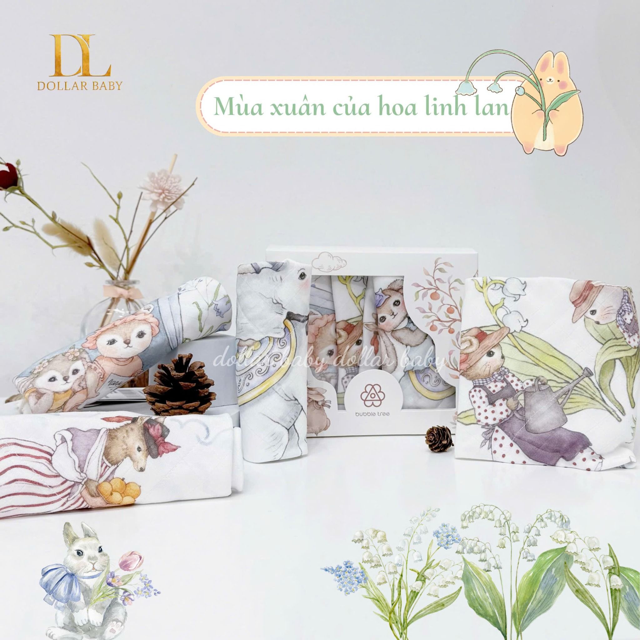  Set 4 Khăn Cotton Bubble Tree 30x30cm 