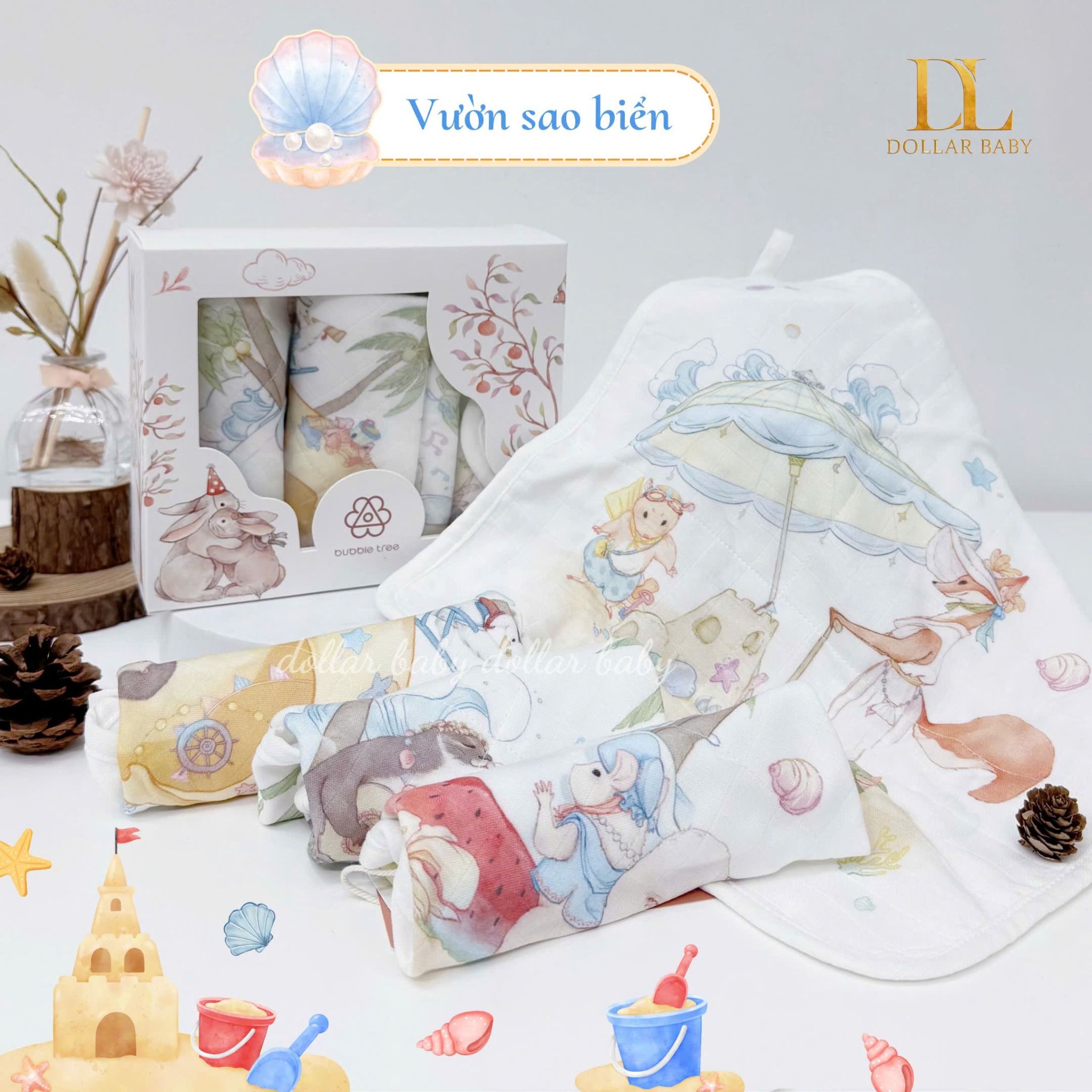  Set 4 Khăn Cotton Bubble Tree 30x30cm 