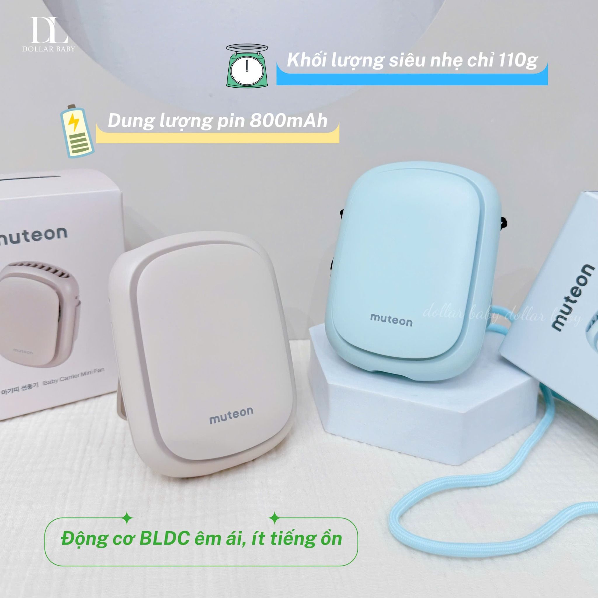  Dono&Dono Muteon - Quạt Đa Năng Tích Điện Mini Siêu Nhẹ 4in1 