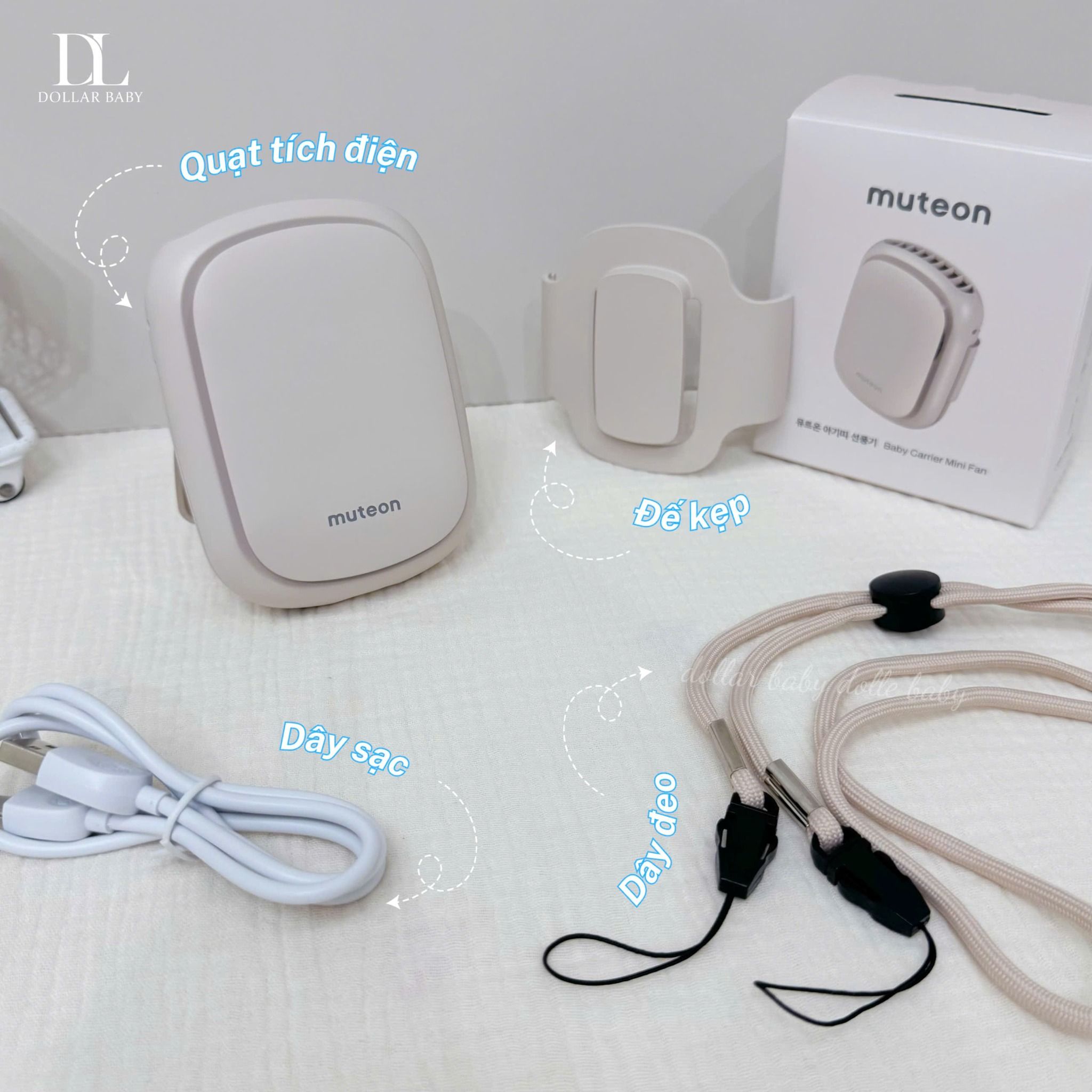  Dono&Dono Muteon - Quạt Đa Năng Tích Điện Mini Siêu Nhẹ 4in1 