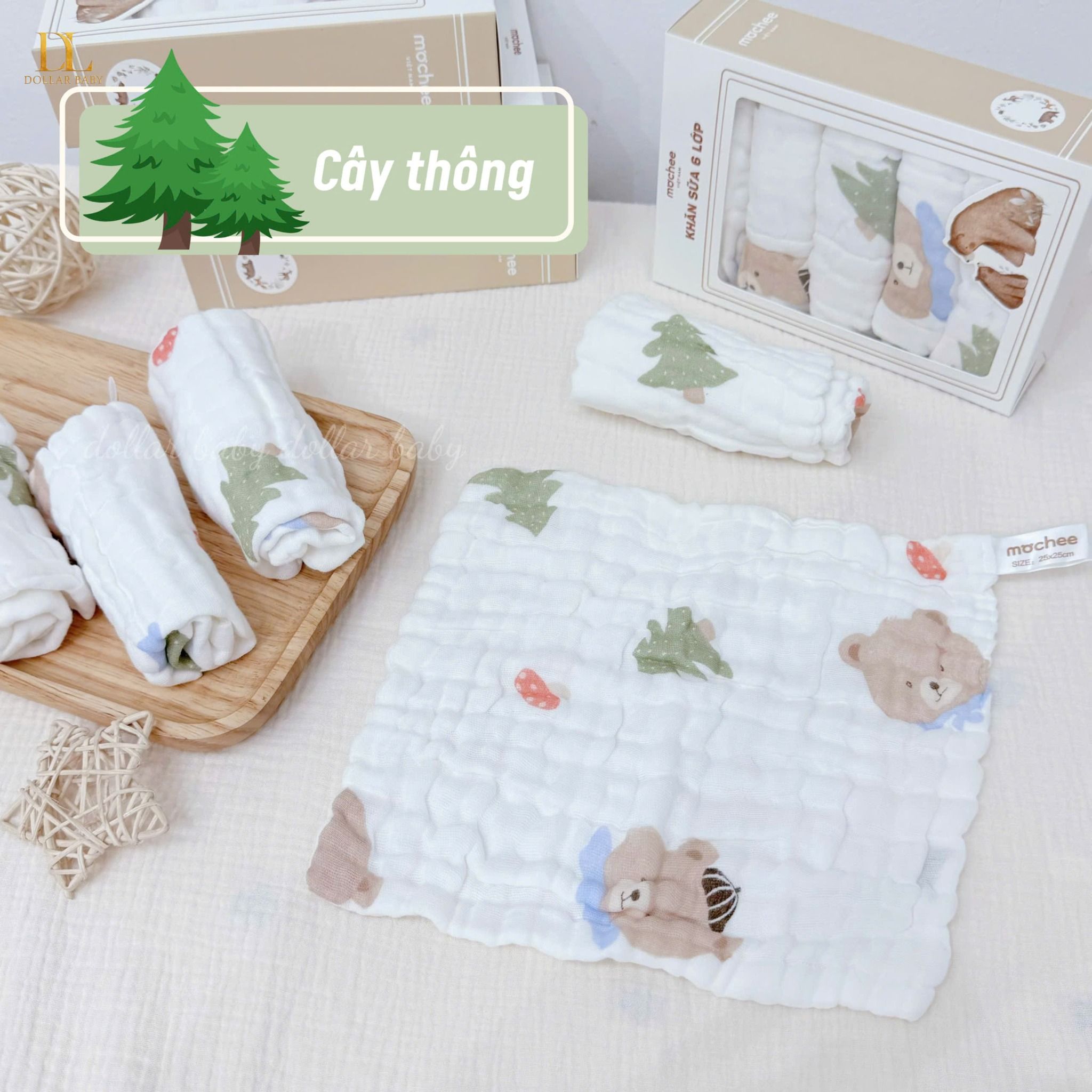  Set 5 Khăn Sữa Xô 6 Lớp Hoạ Tiết  - Mochee 