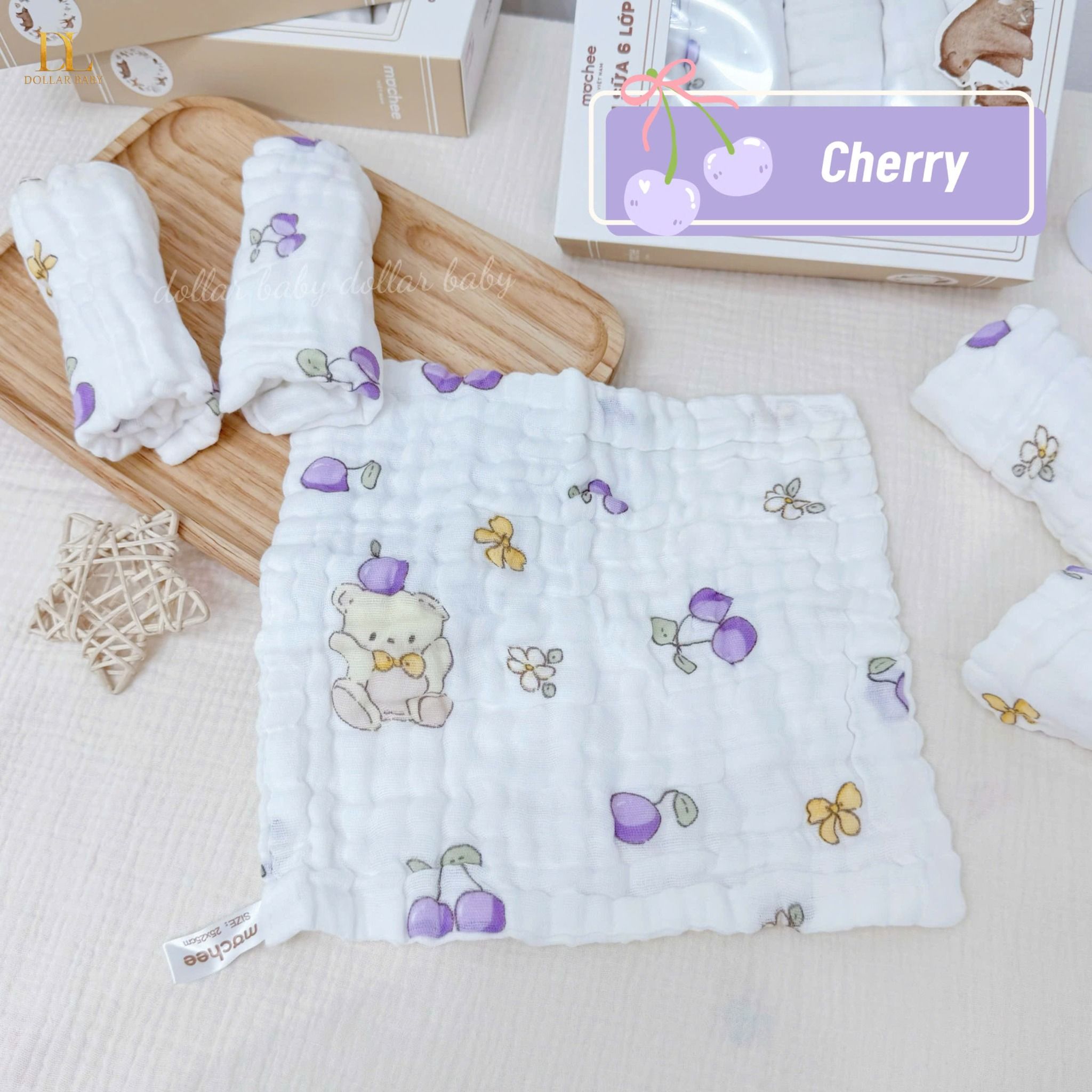  Set 5 Khăn Sữa Xô 6 Lớp Hoạ Tiết  - Mochee 