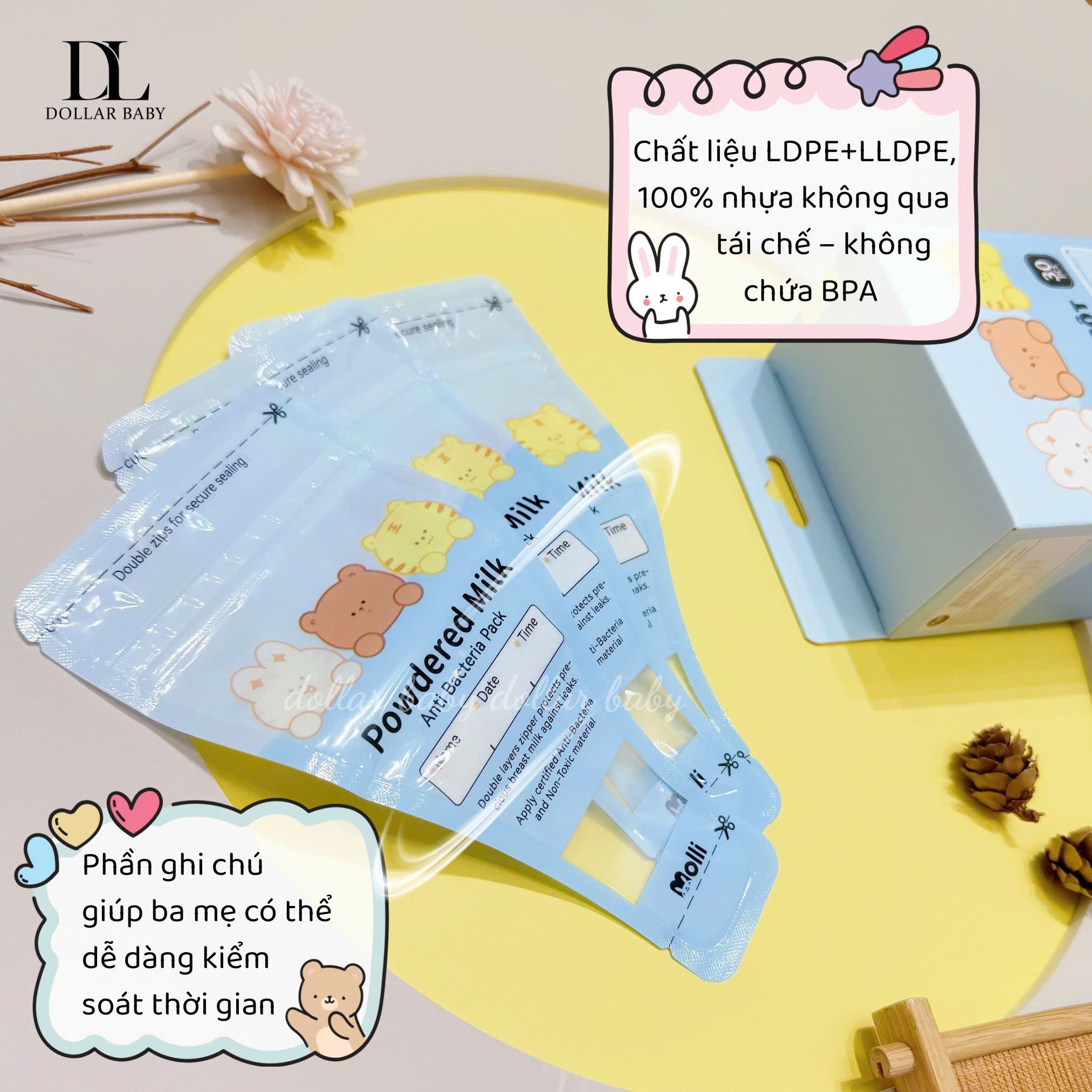  Túi Trữ Sữa Bột Đi Động Molli MOL3005 