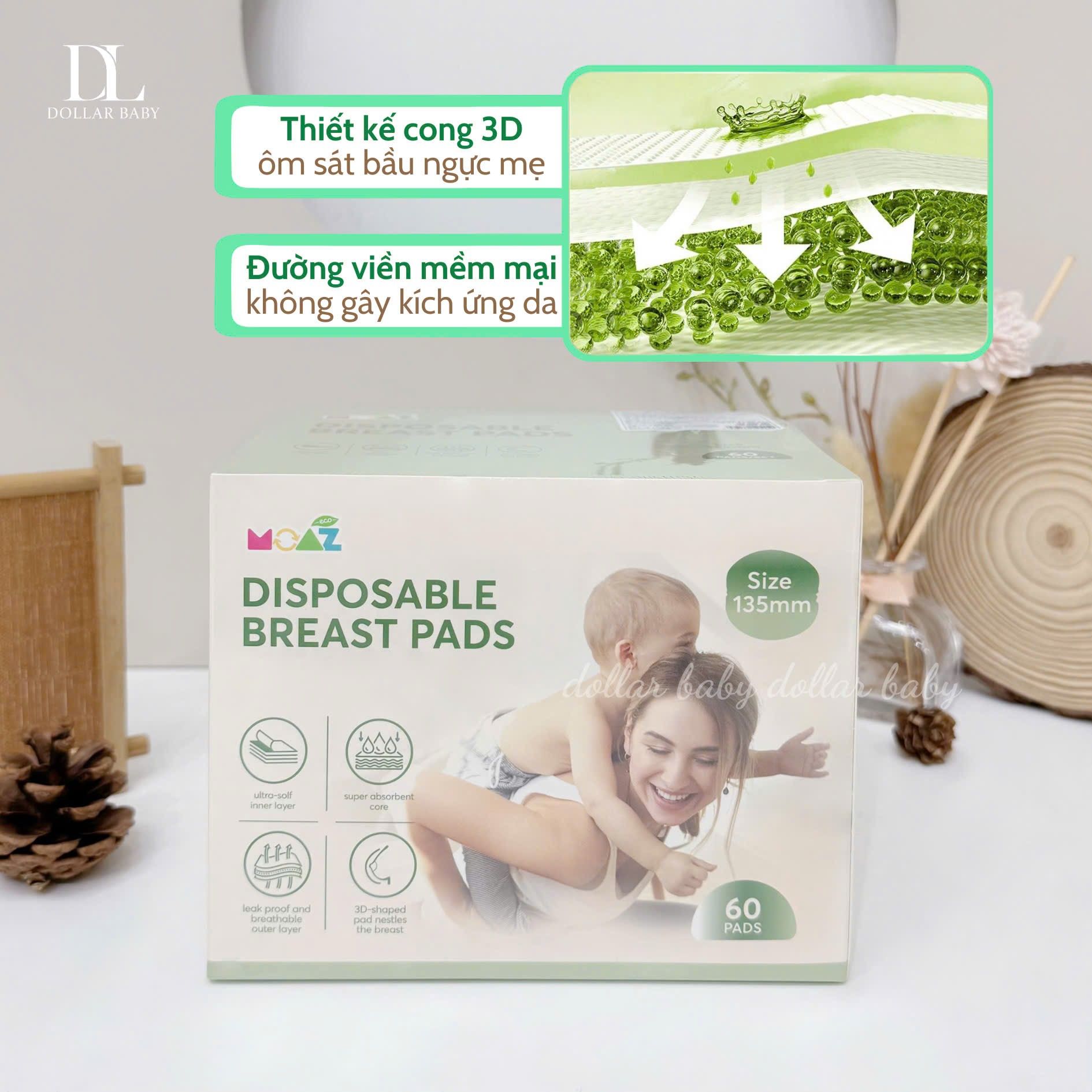  MOAZ ECO - Miếng Lót Thấm Sữa 