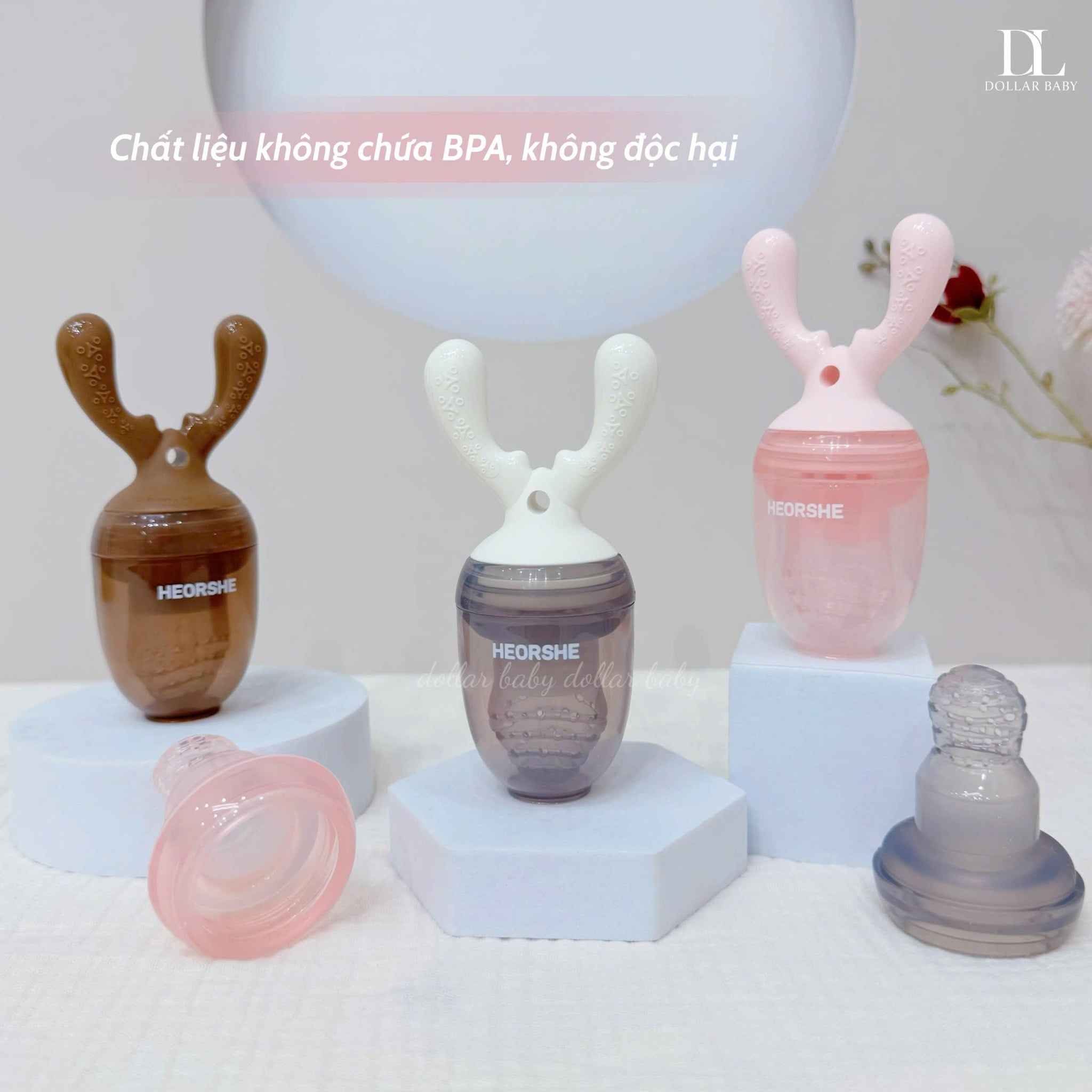 Túi Nhai Ăn Dặm Sừng Hươu He Or She Silicone Cao Cấp 