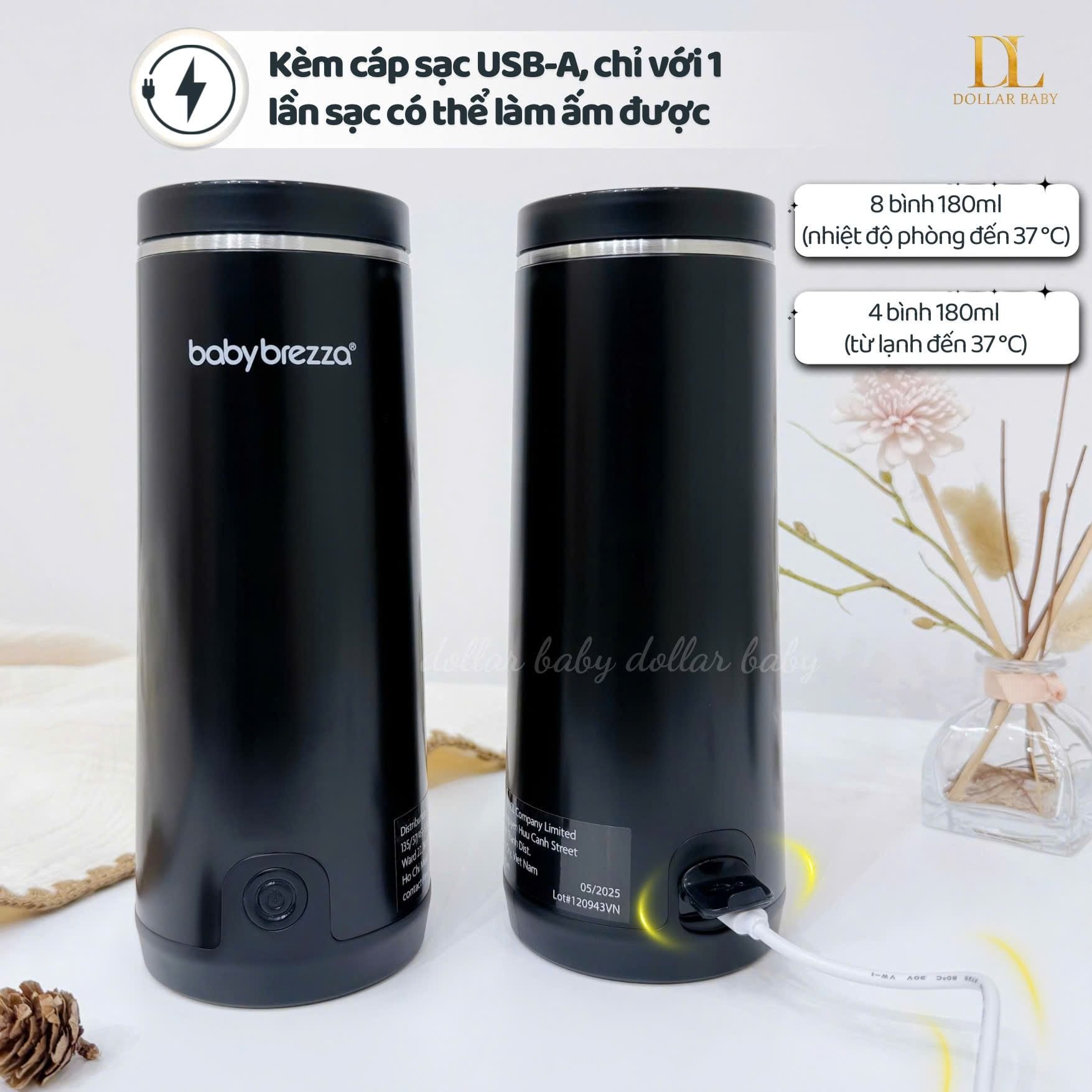  Máy hâm sữa và làm nóng nước di động siêu nhanh Baby Brezza Superfast Portable Bottle Warmer 