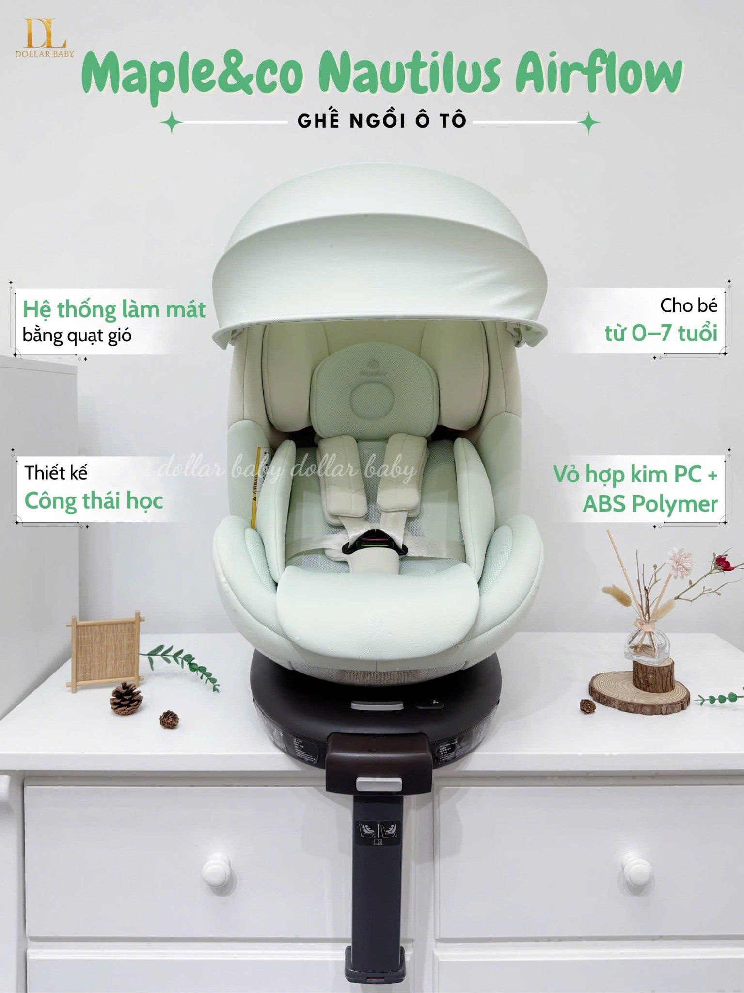  Ghế Ngồi Ô Tô Maple&co Nautilus Airflow / 0-7 Tuổi 