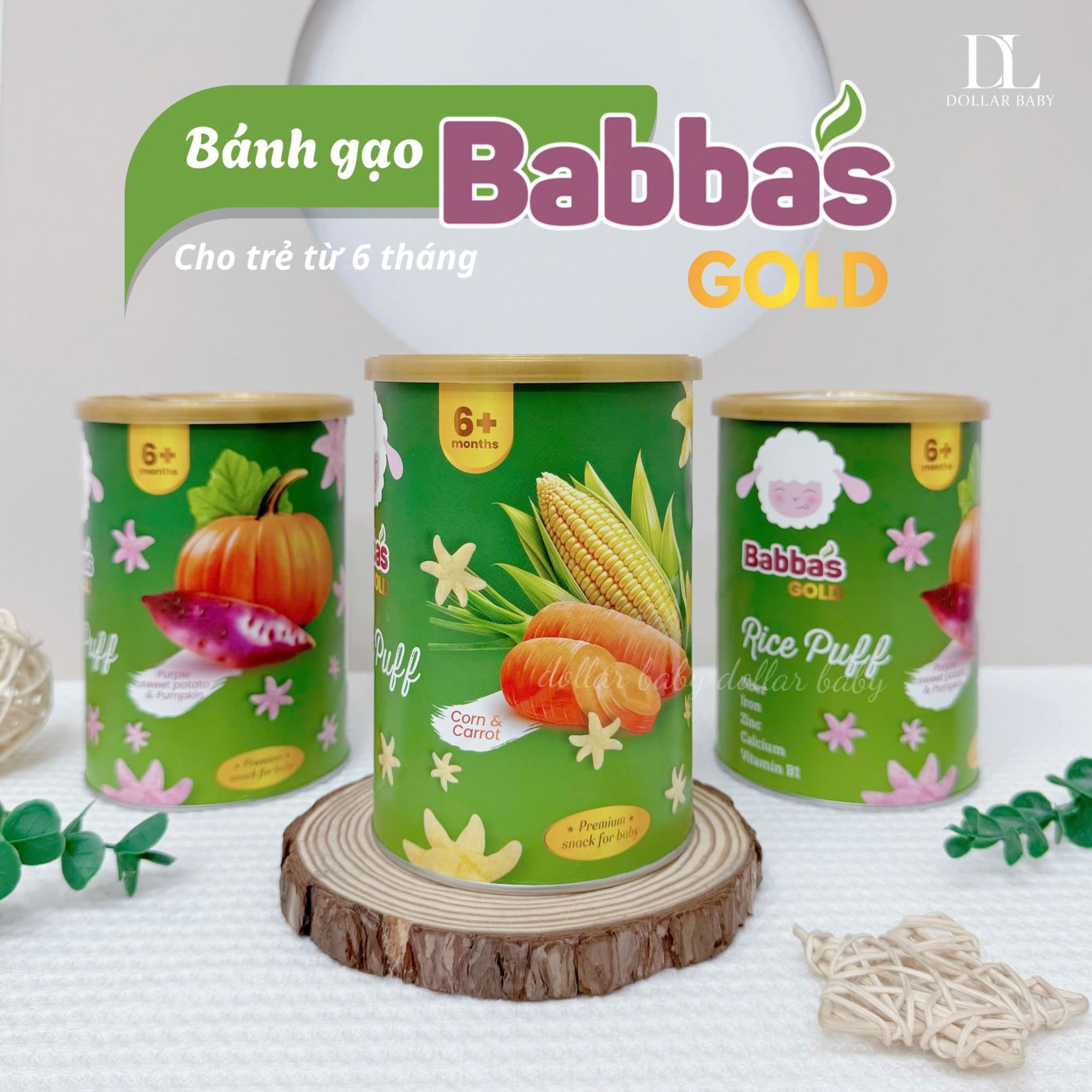  Bánh gạo Babba’s Gold (6m+) 