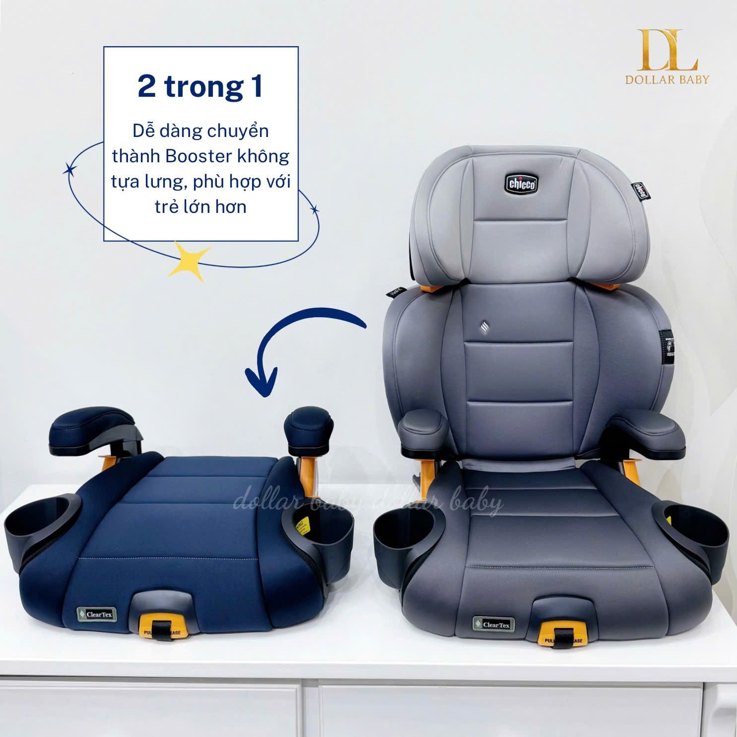  Ghế ô tô Chicco KidFit Plus 2 trong 1 ISOFIX ClearTex 