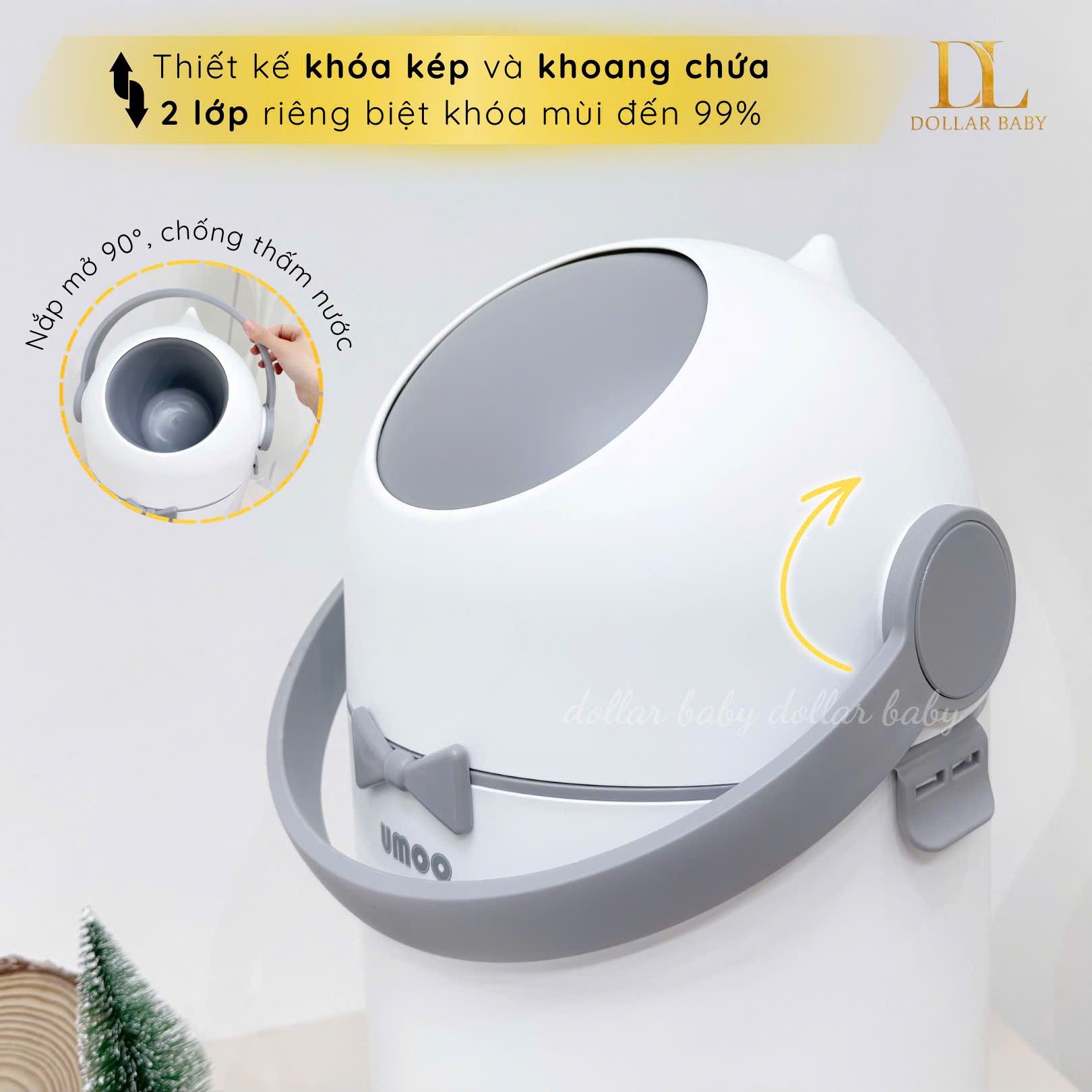  Thùng Rác Bỏ Bỉm Trắng UM - 17173 