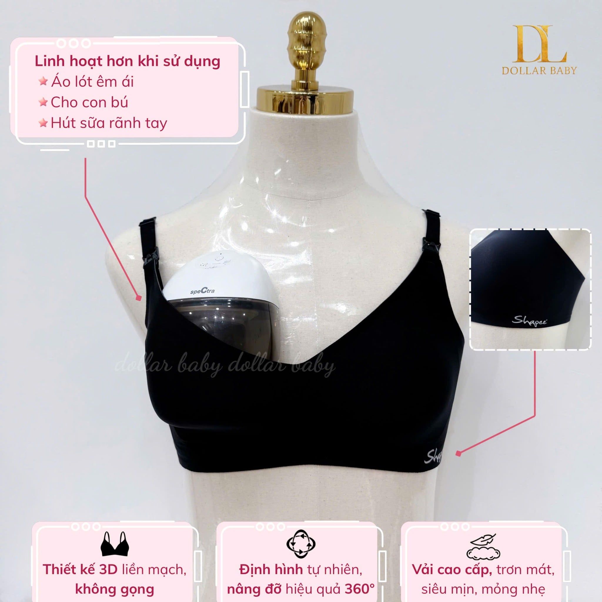  Shapee - Áo Lót Bầu & Cho Con Bú iNVI Không Gọng, Trơn Mát - INVI Nursing Air Bra 