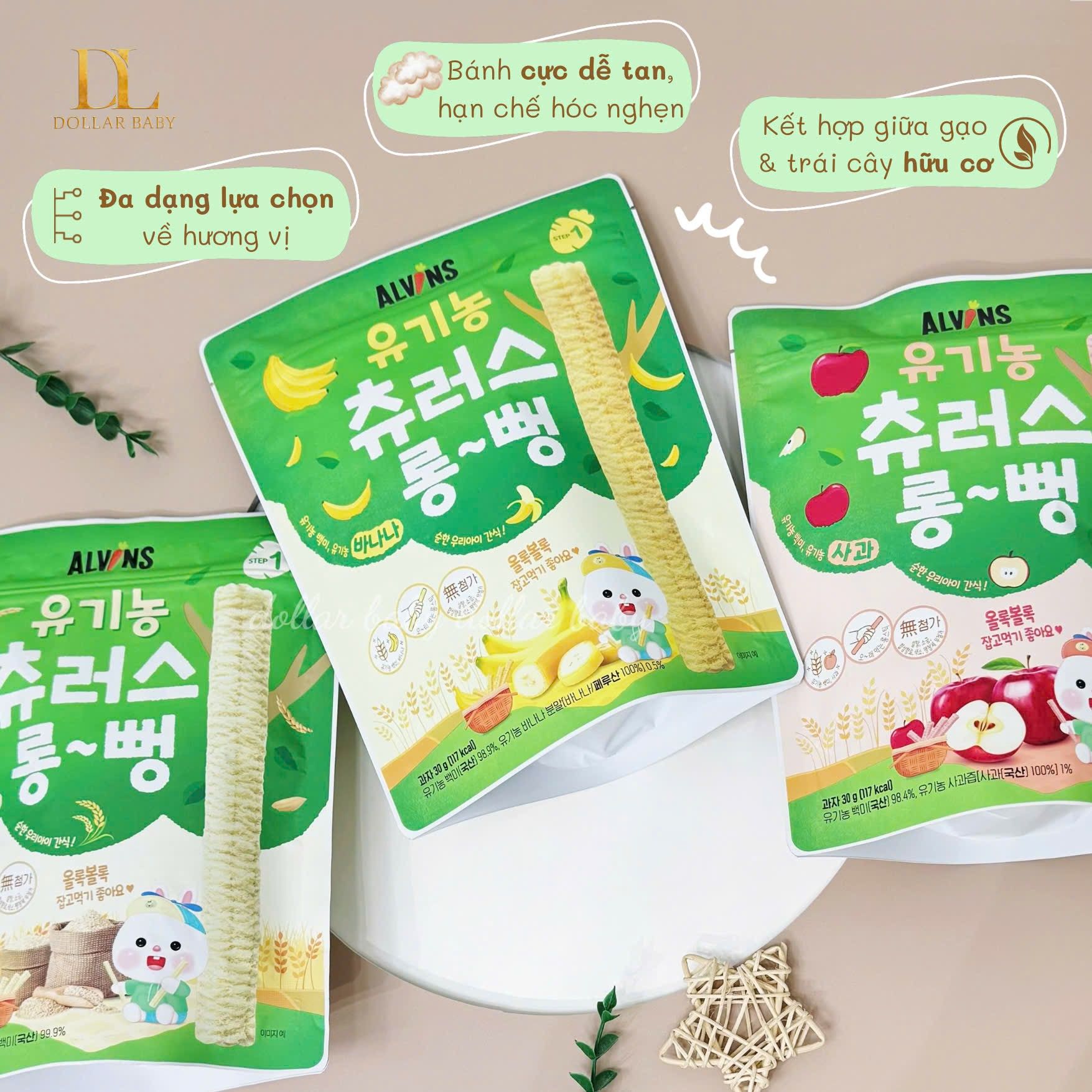  Alvins Bánh Gạo Ăn Dặm Hữu Cơ Cho Bé Dạng Thanh 30g (Từ 6 Tháng) 