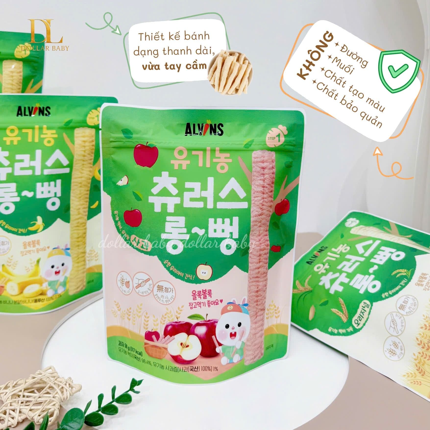  Alvins Bánh Gạo Ăn Dặm Hữu Cơ Cho Bé Dạng Thanh 30g (Từ 6 Tháng) 