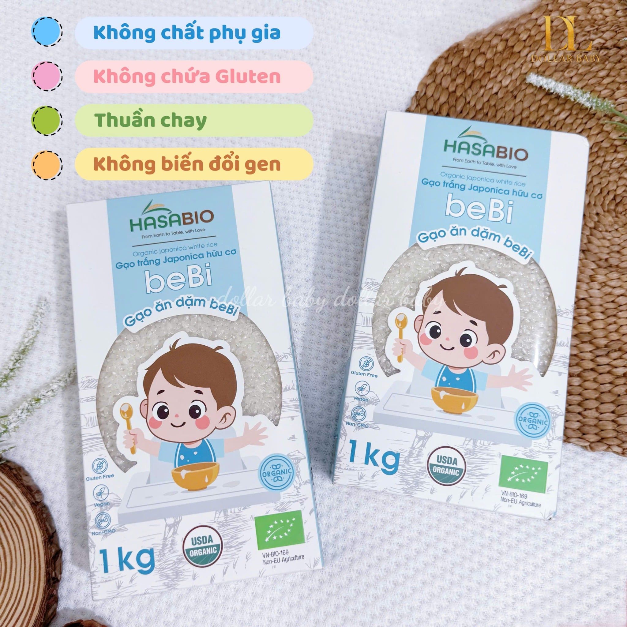  HASABIO - Gạo Trắng Japonica Hữu Cơ Ăn Dặm Cho Bé 
