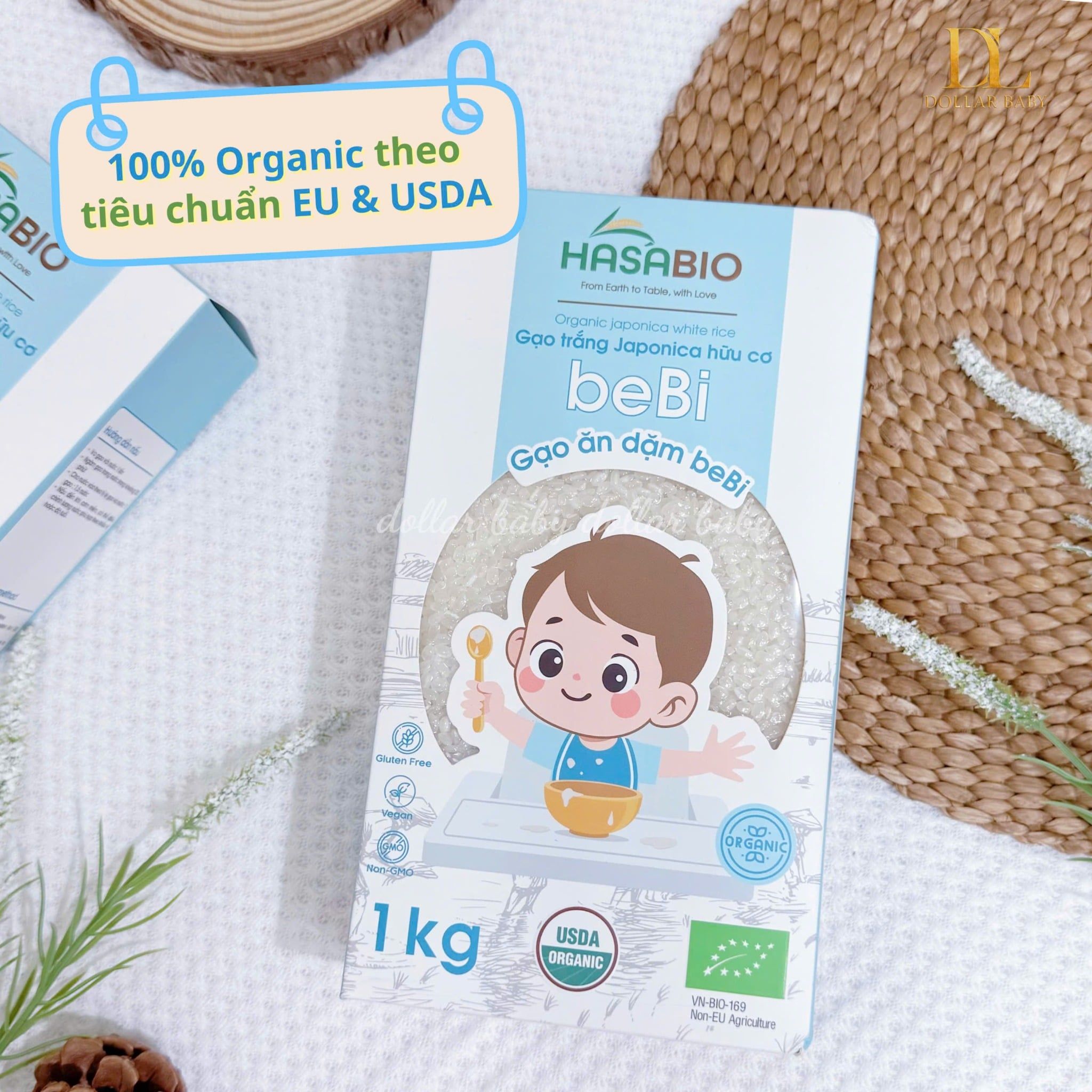  HASABIO - Gạo Trắng Japonica Hữu Cơ Ăn Dặm Cho Bé 