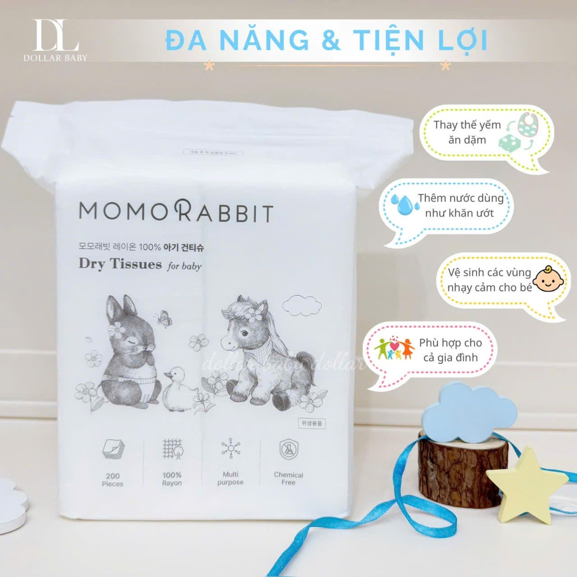  Khăn khô đa năng Momo Rabbit 