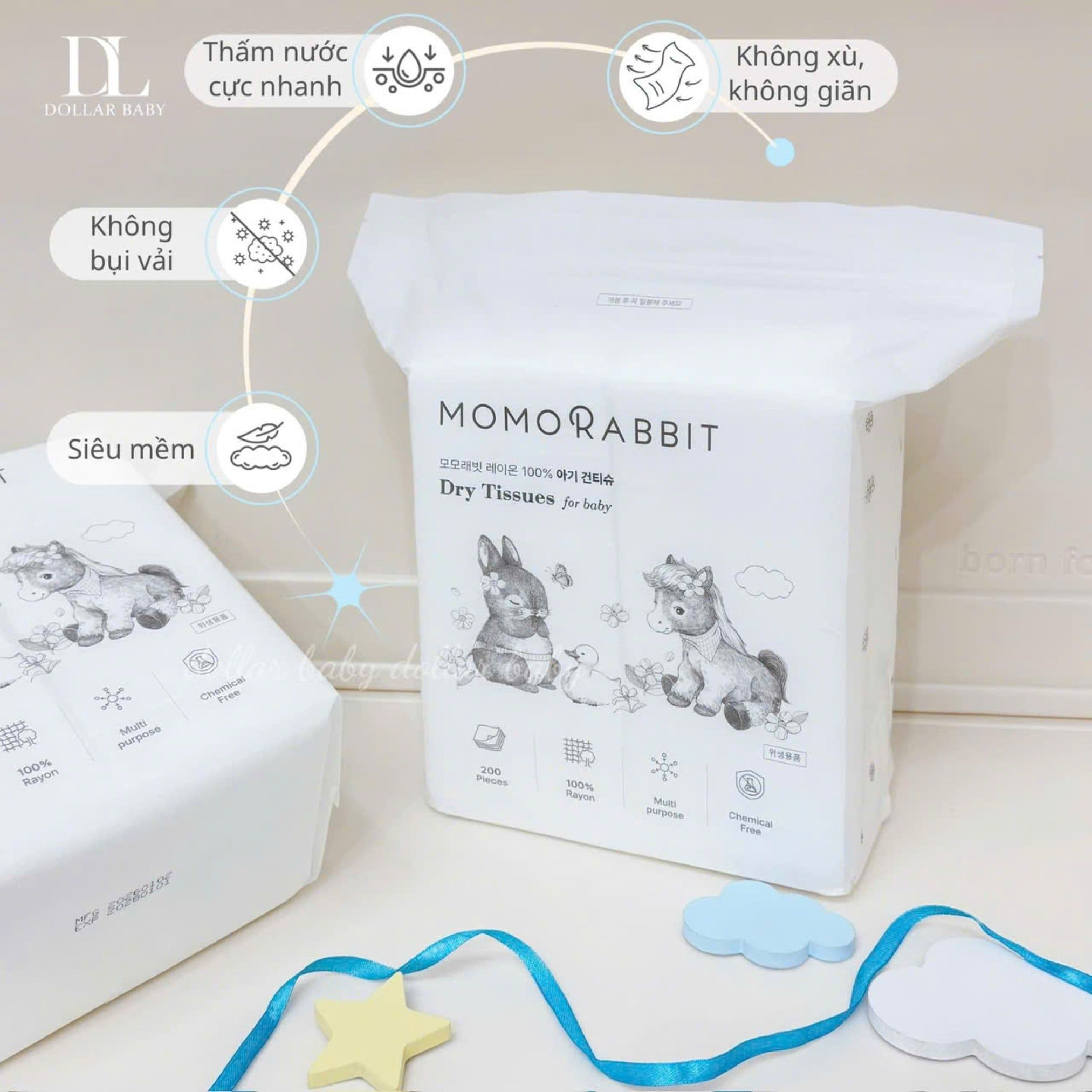  Khăn khô đa năng Momo Rabbit 