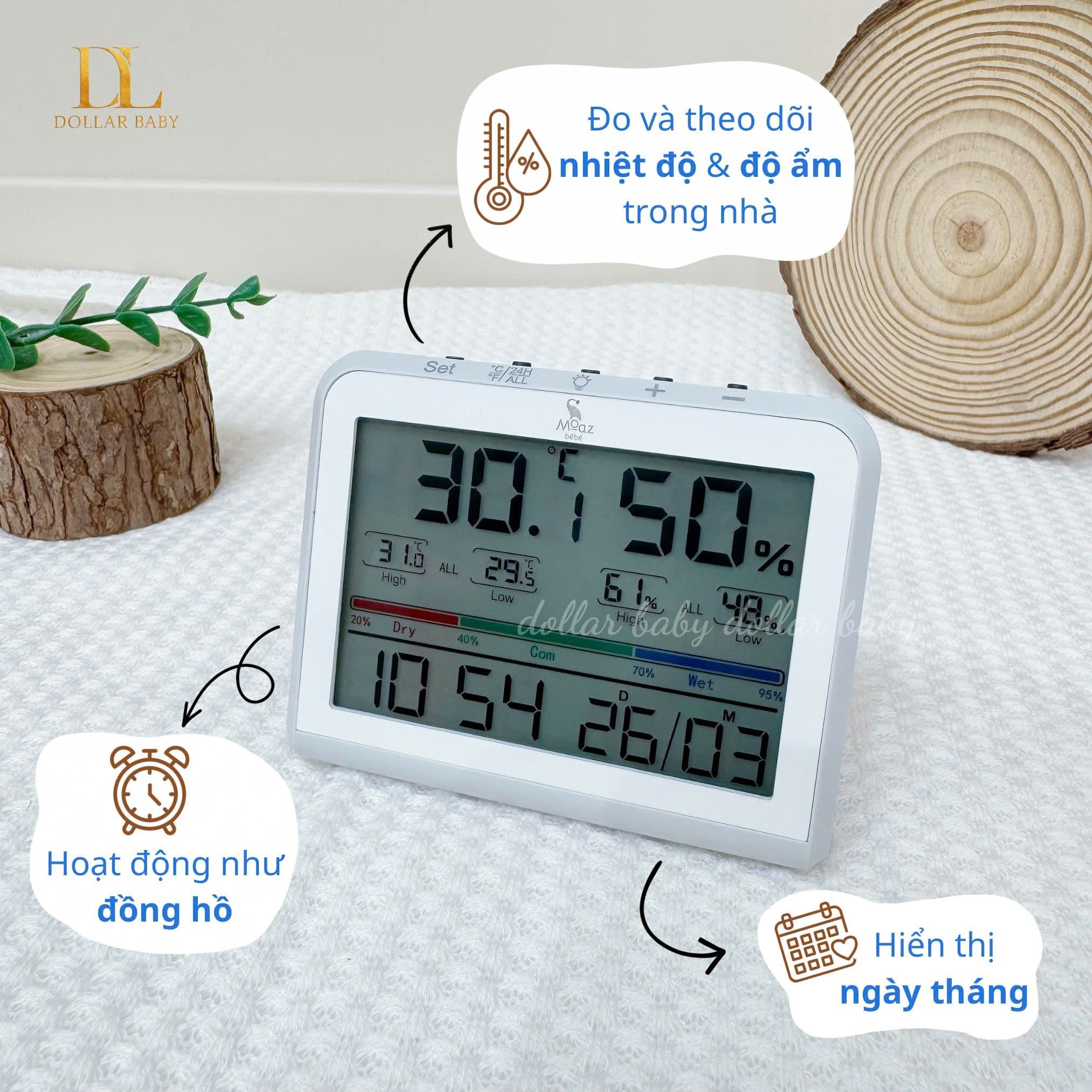  MOAZ BÉBÉ - Nhiệt ẩm kế điện tử MB124 