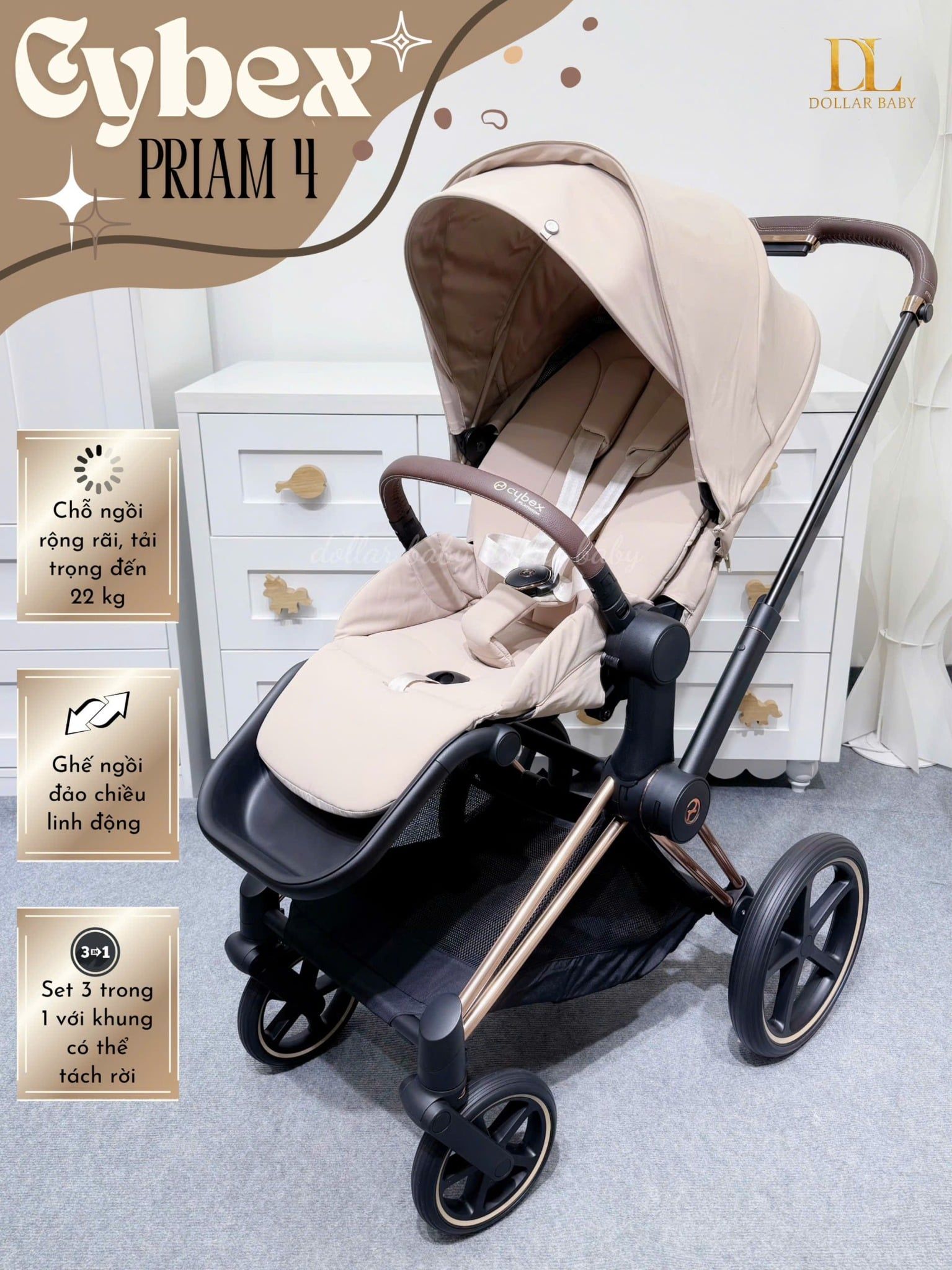  CYBEX Platinum - Xe đẩy 2 Chiều Priam 4 