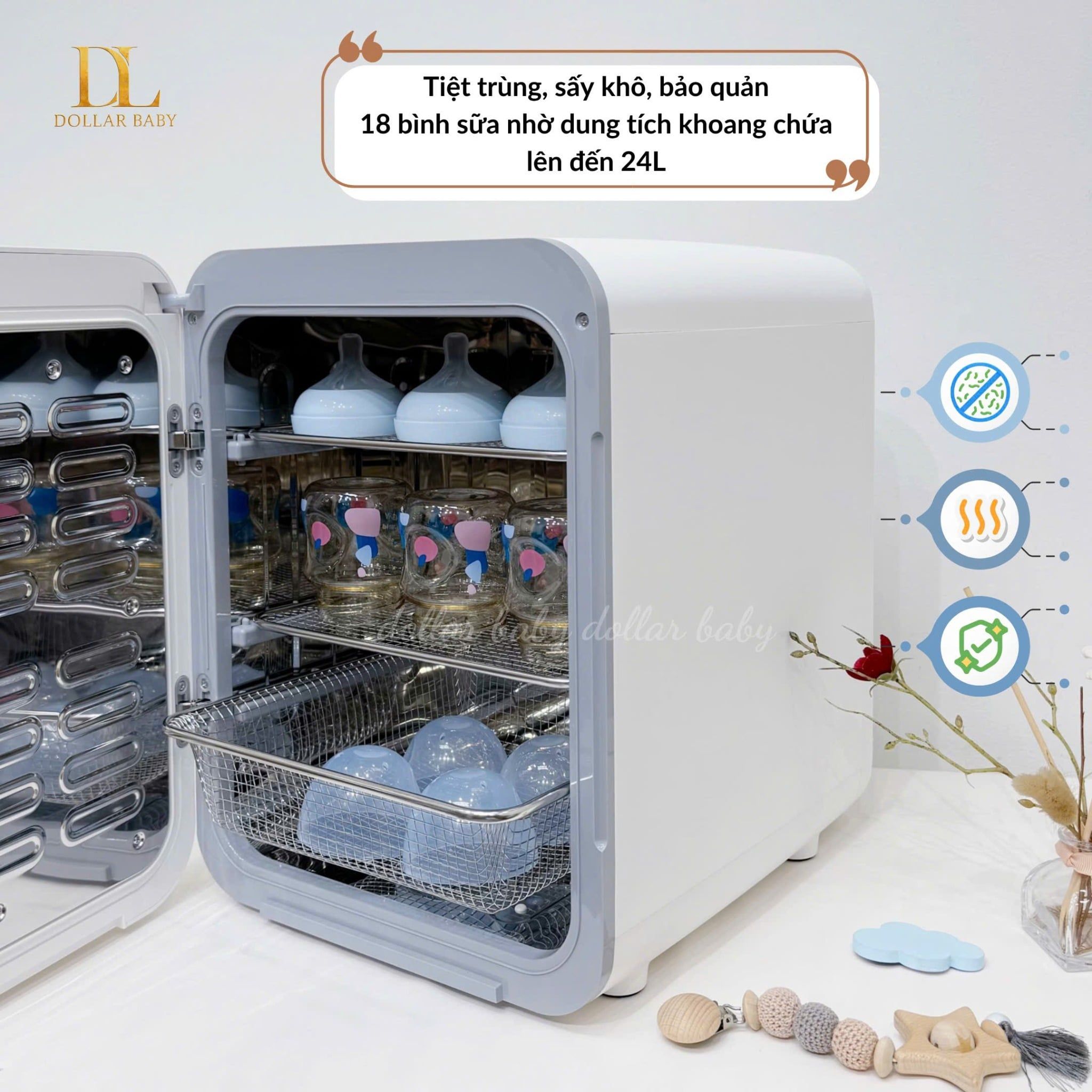  MOAZ BÉBÉ - Máy tiệt trùng sấy khô UVC – ION MB123 