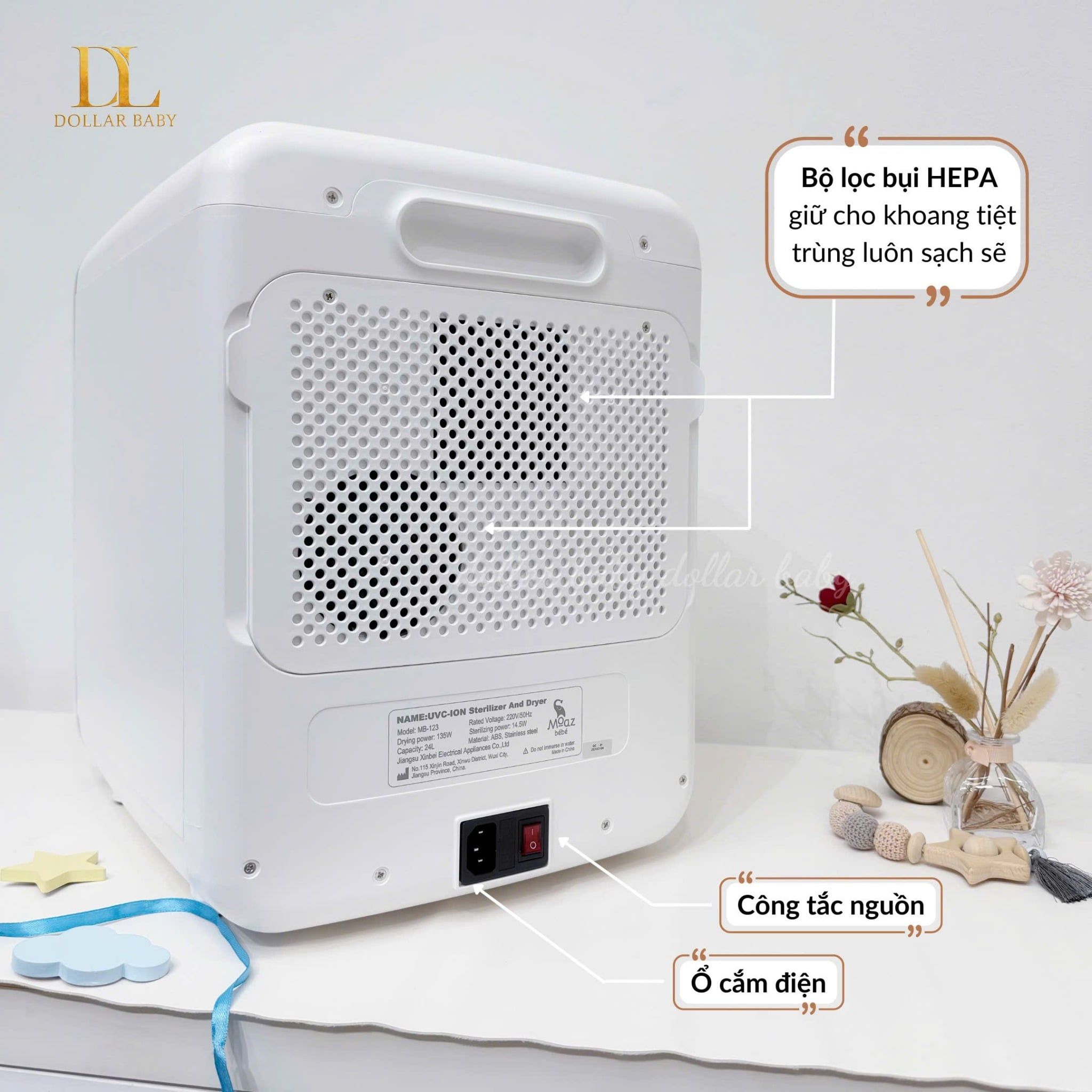  MOAZ BÉBÉ - Máy tiệt trùng sấy khô UVC – ION MB123 
