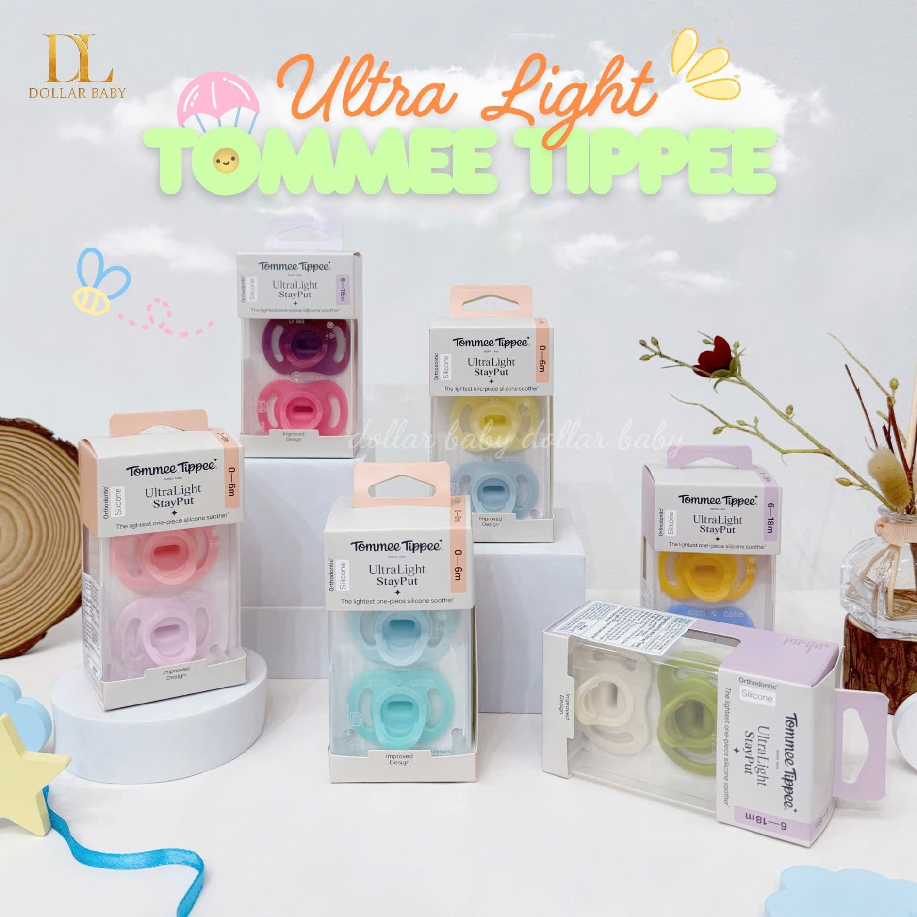  TOMMEE TIPPEE - Ty ngậm silicon siêu nhẹ cho bé Ultra Light (Vỉ Đôi) 