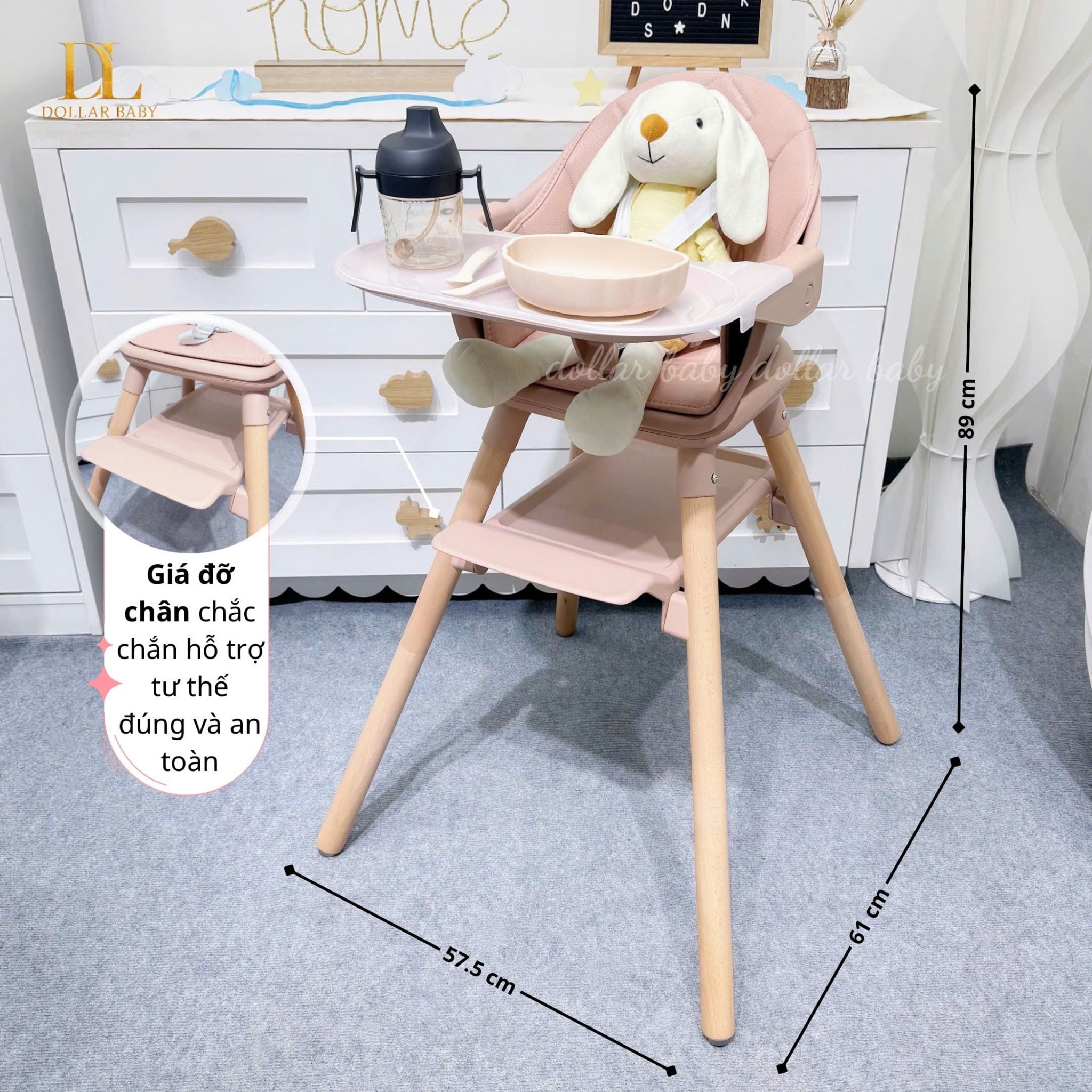  KIKKABOO - Ghế ăn dặm Woody 6in1 