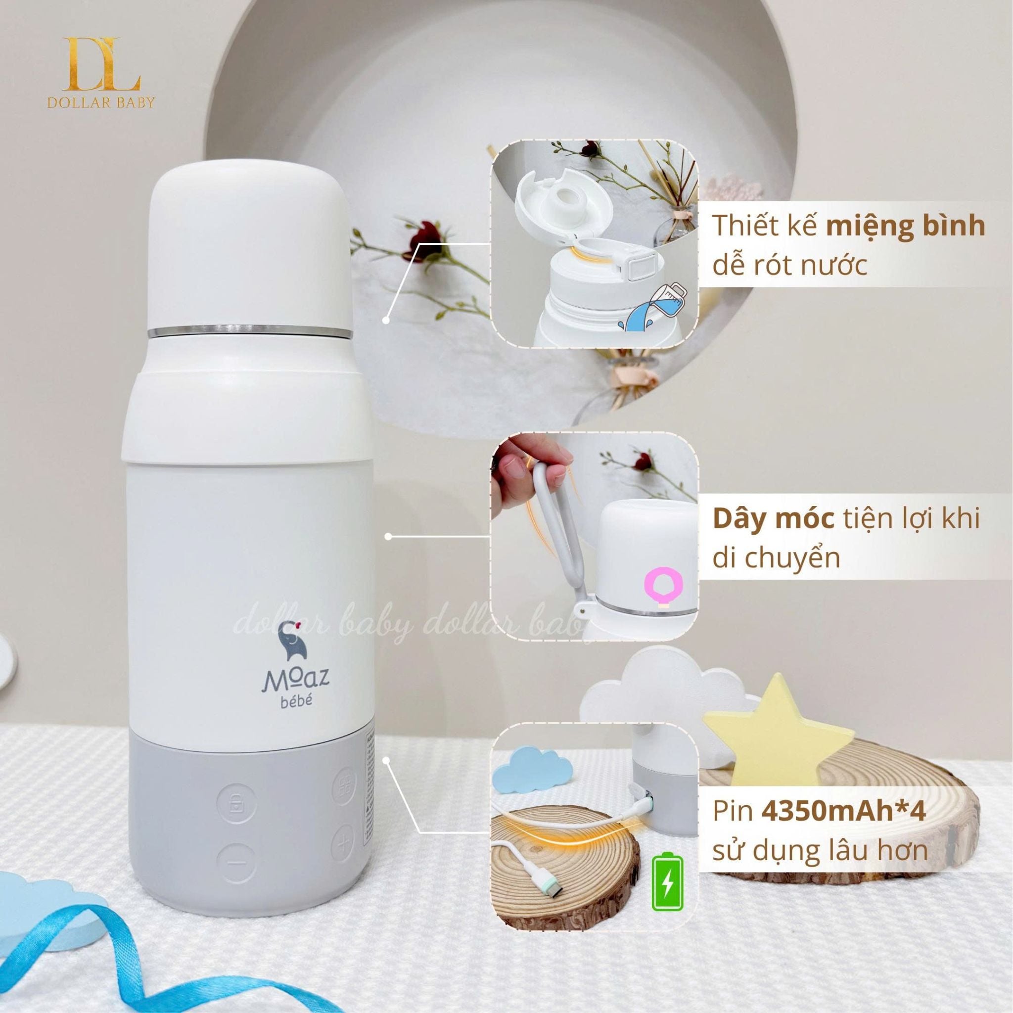  MOAZ BÉBÉ - Bình Đun Nước Cầm Tay MB130 