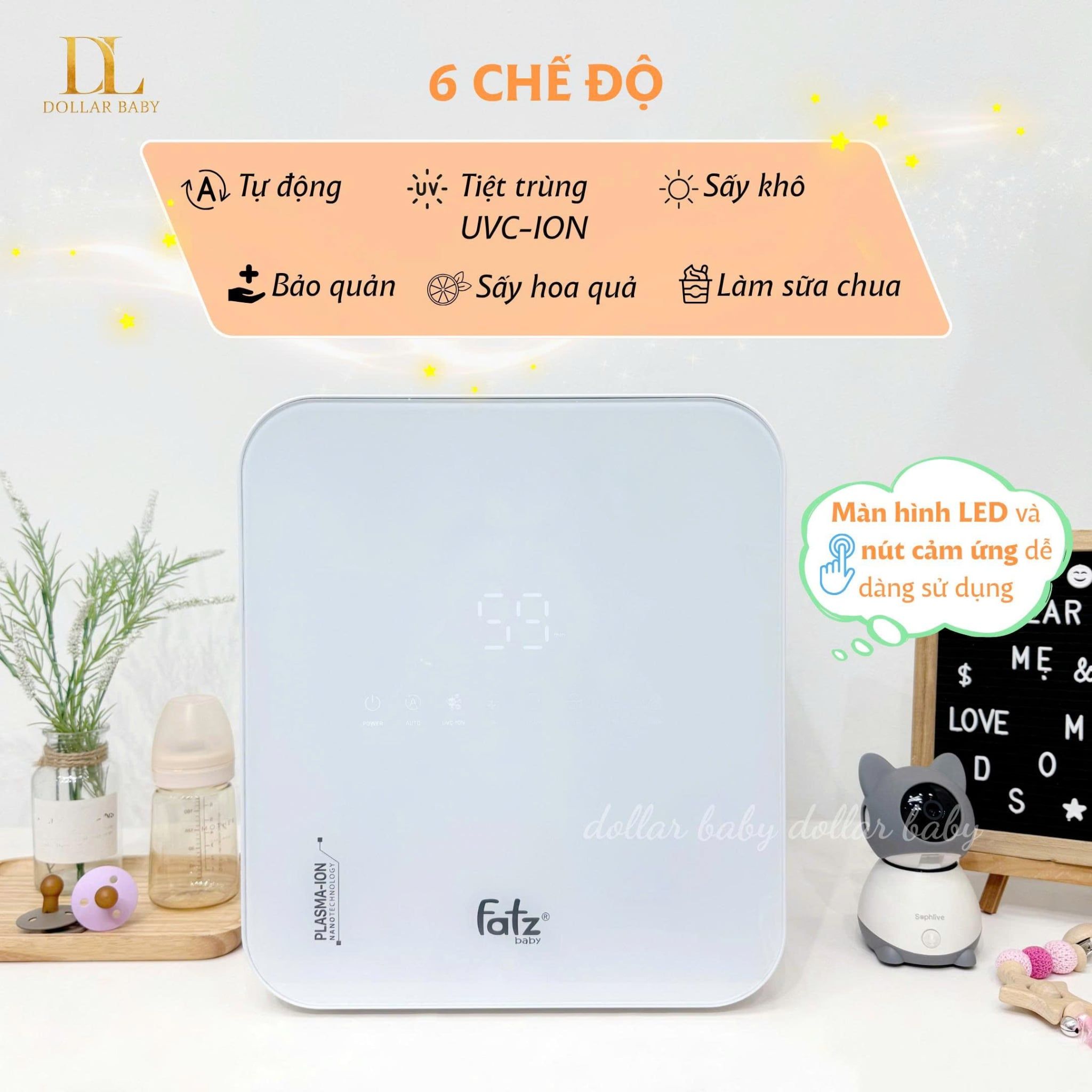  FATZ BABY - Máy Tiệt Trùng Sấy Khô Khử Mùi UVC-LED Công Nghệ Nano Plasma Ion PLASMAX 4 