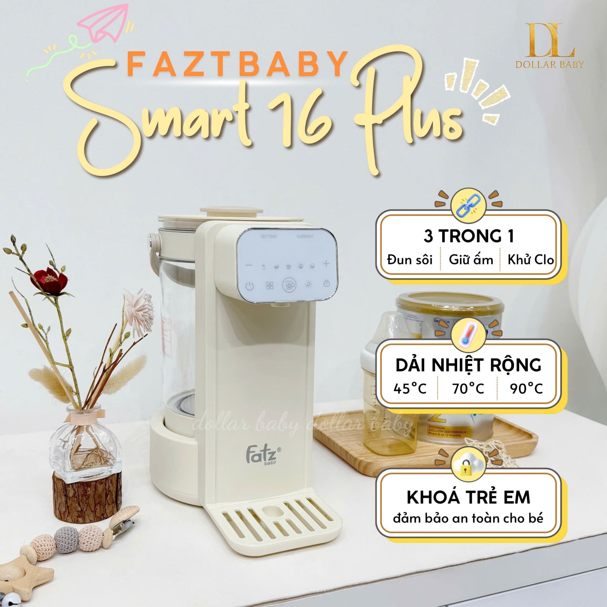  FATZ BABY - Máy Đun Và Hâm Nước Pha Sữa Thông Minh Tiện Lợi Smart 16 Plus 
