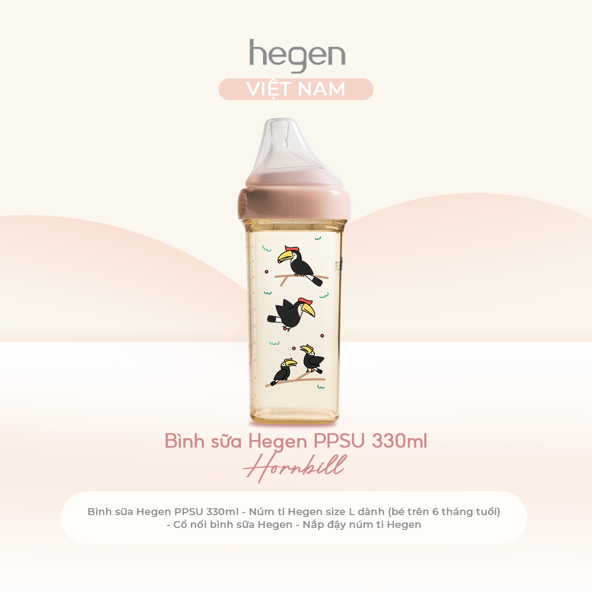  Bình sữa Hegen PPSU Hoạ Tiết - Pink 