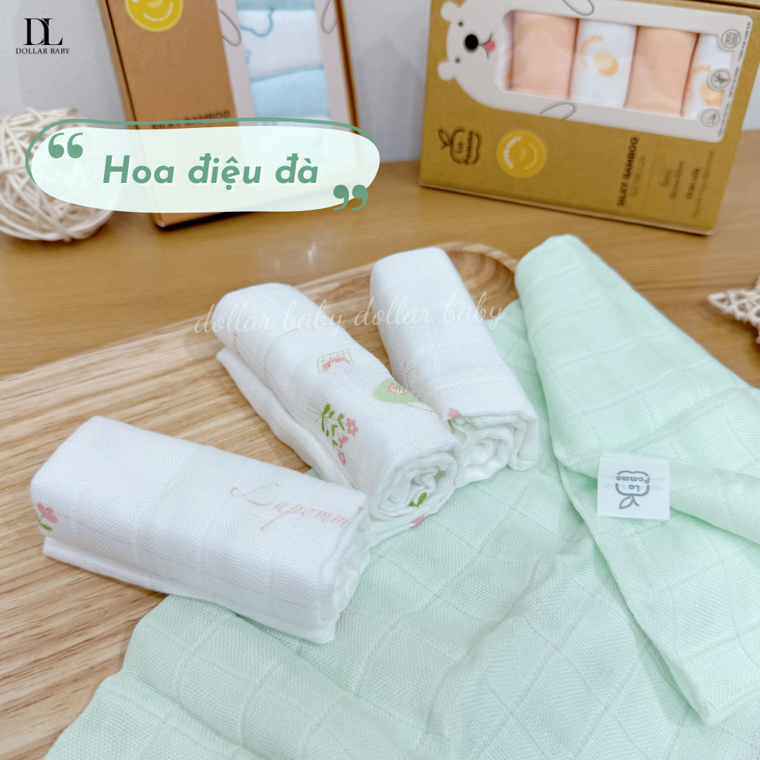  Set 5 Khăn Sữa Sợi Tre Lụa La Pomme Phối Màu ( 30 x 30 ) 