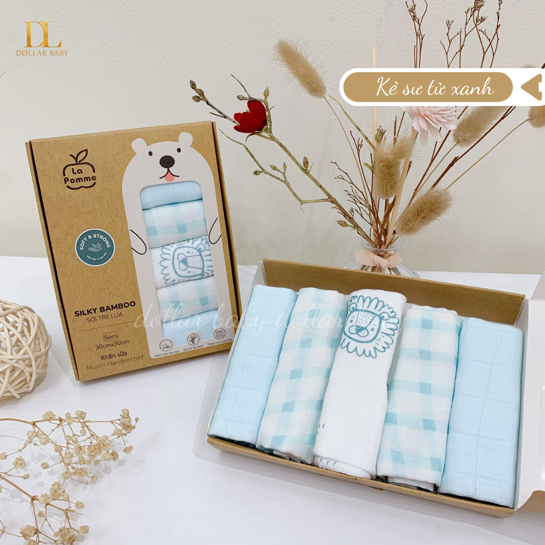  Set 5 Khăn Sữa Sợi Tre Lụa La Pomme Phối Màu ( 30 x 30 ) 