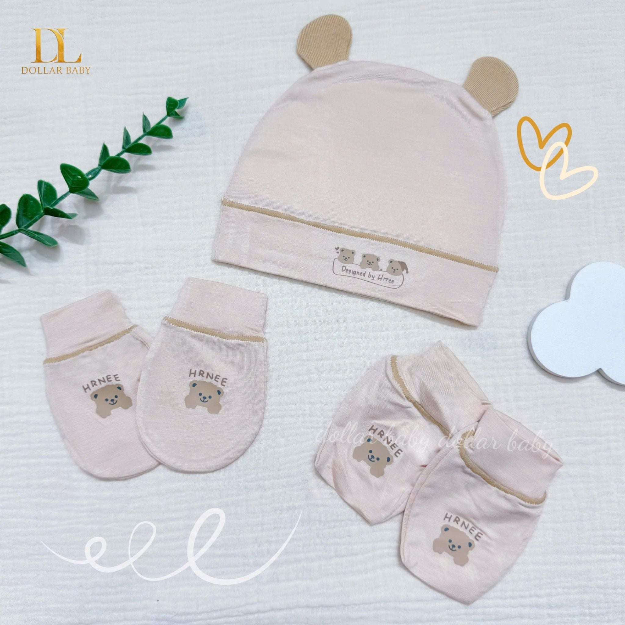  HRNEE- Set pk mũ bao tay chân Bamboo Mix Modal 