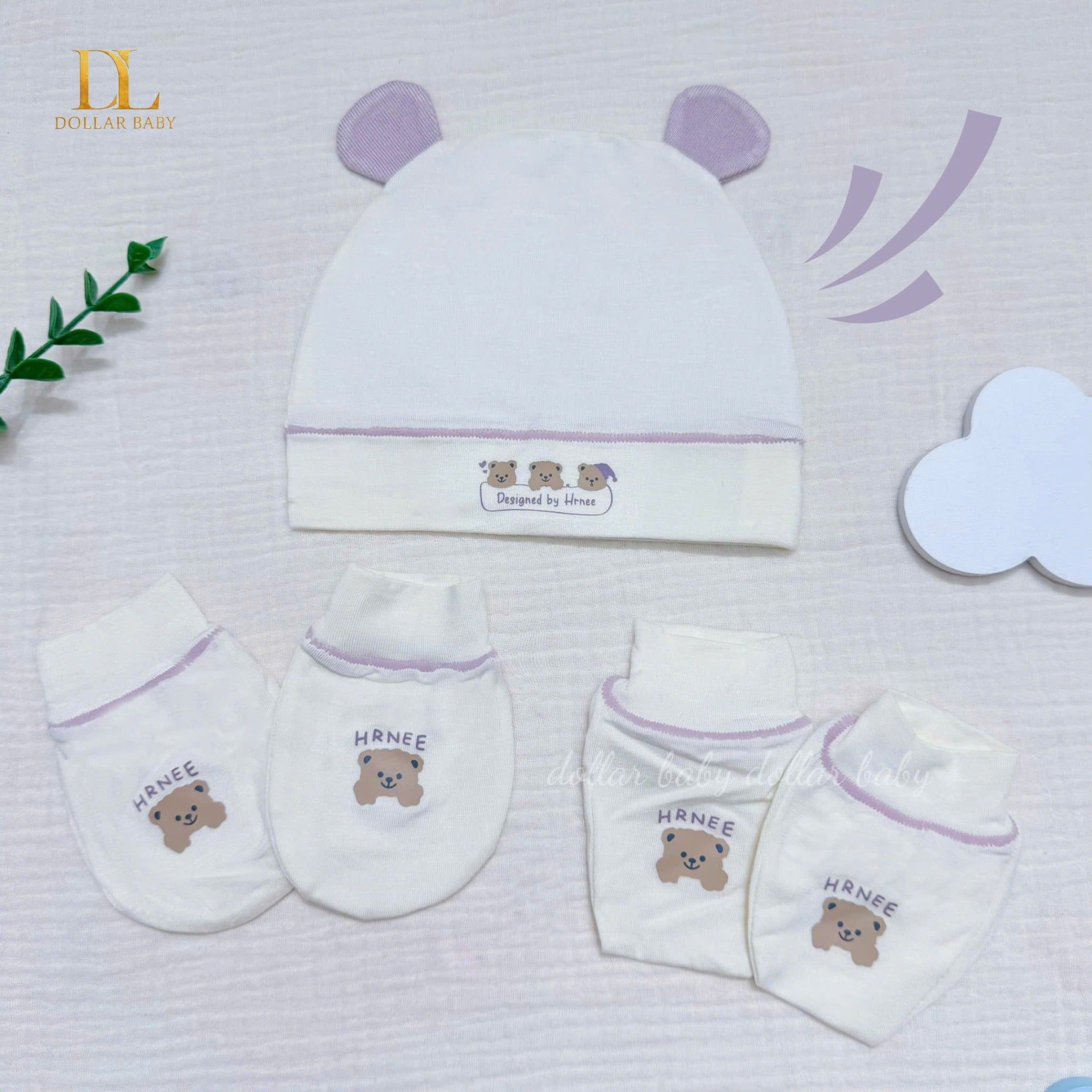  HRNEE- Set pk mũ bao tay chân Bamboo Mix Modal 