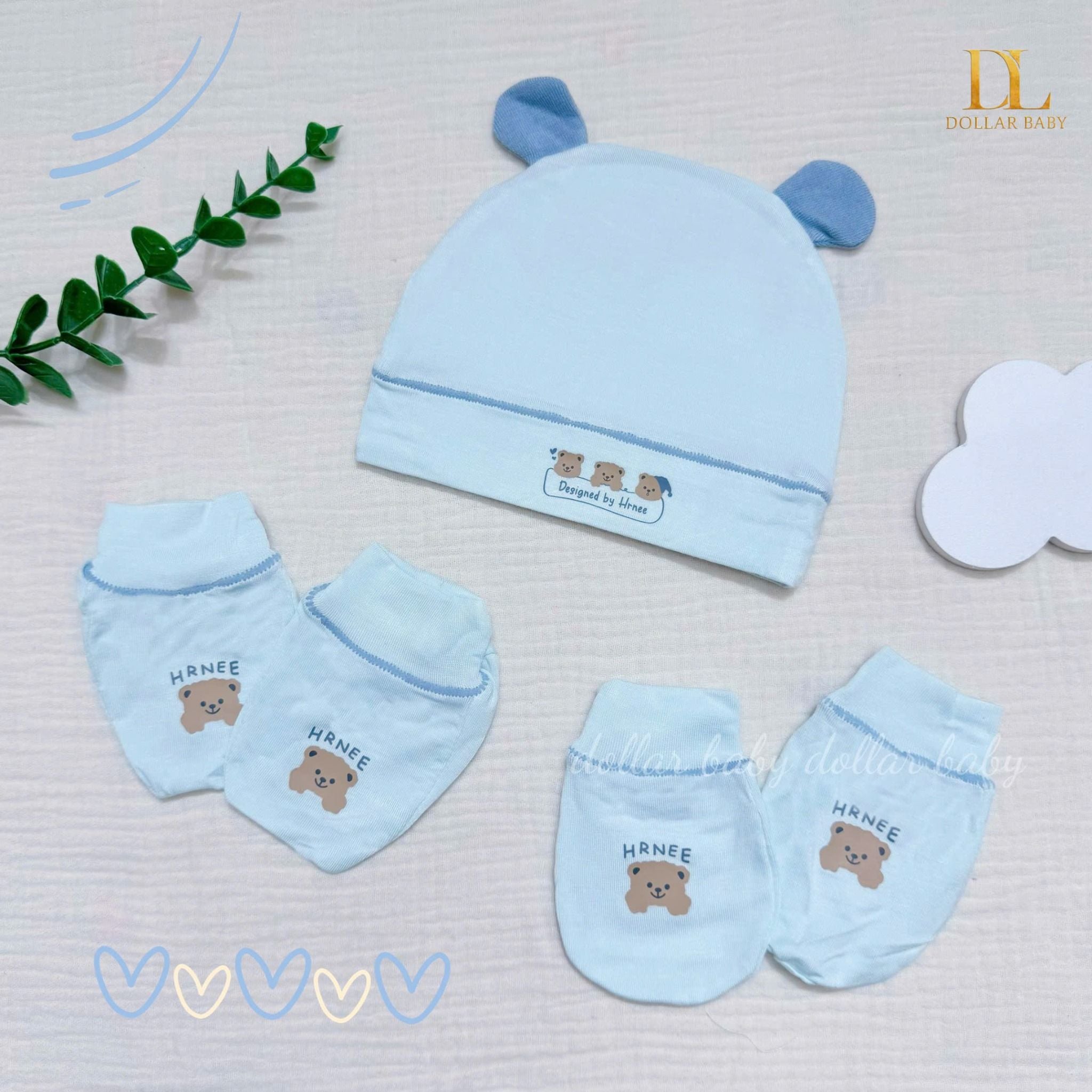  HRNEE- Set pk mũ bao tay chân Bamboo Mix Modal 