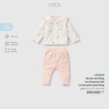  Nous - Bộ Dài Cài Thẳng Áo Trắng Hoạ Tiết Cô Tiên Phối Quần Hồng 