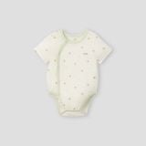  NOUS - Set 2 bodysuit cộc áo trắng họa tiết phối xanh lá 