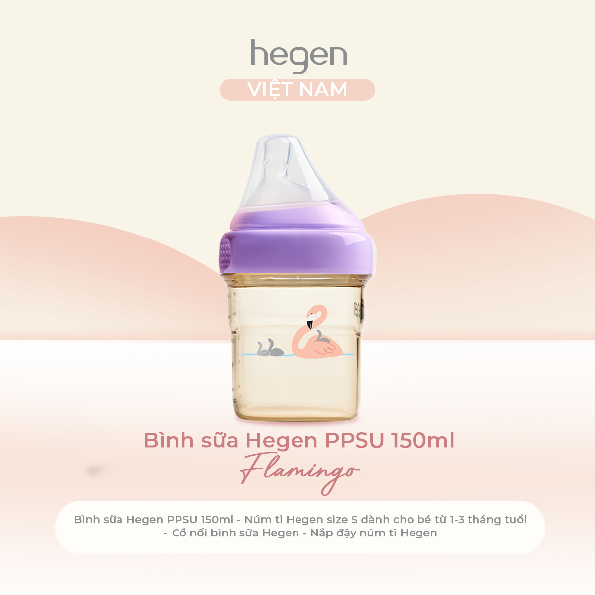 Bình sữa Hegen PPSU Hoạ Tiết - Purple 