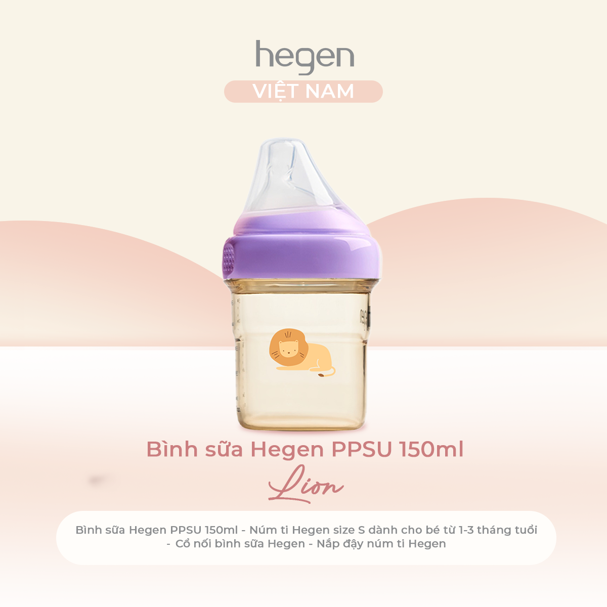  Bình sữa Hegen PPSU Hoạ Tiết - Purple 