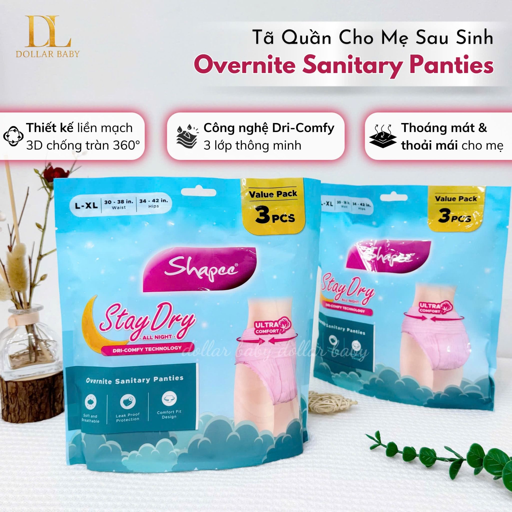  Shapee - Tã Quần Cho Mẹ Sau Sinh Co Giãn, Siêu Thấm Hút, Chống Tràn 360 Độ 