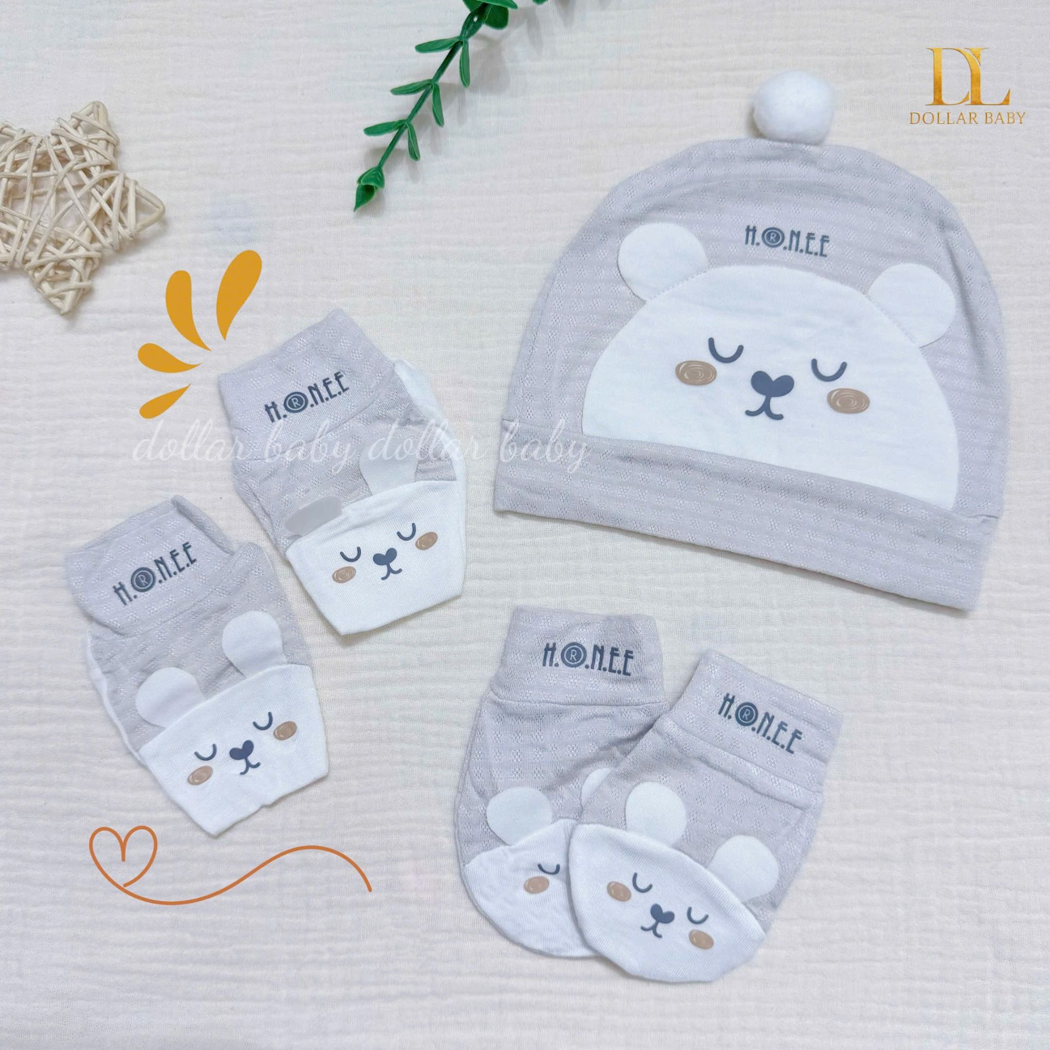  HRNEE - Set pk mũ bao tay chân Teddy 