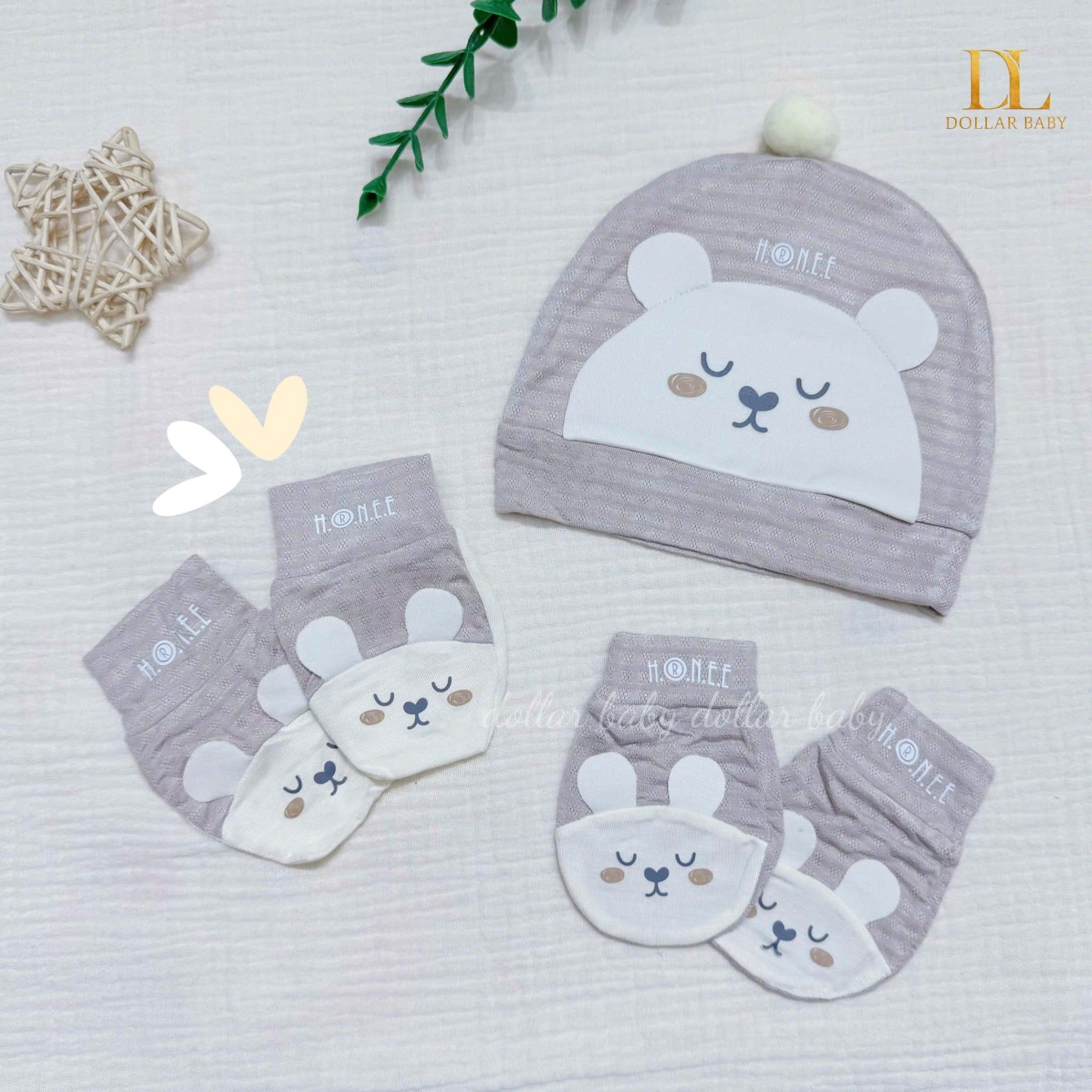  HRNEE - Set pk mũ bao tay chân Teddy 
