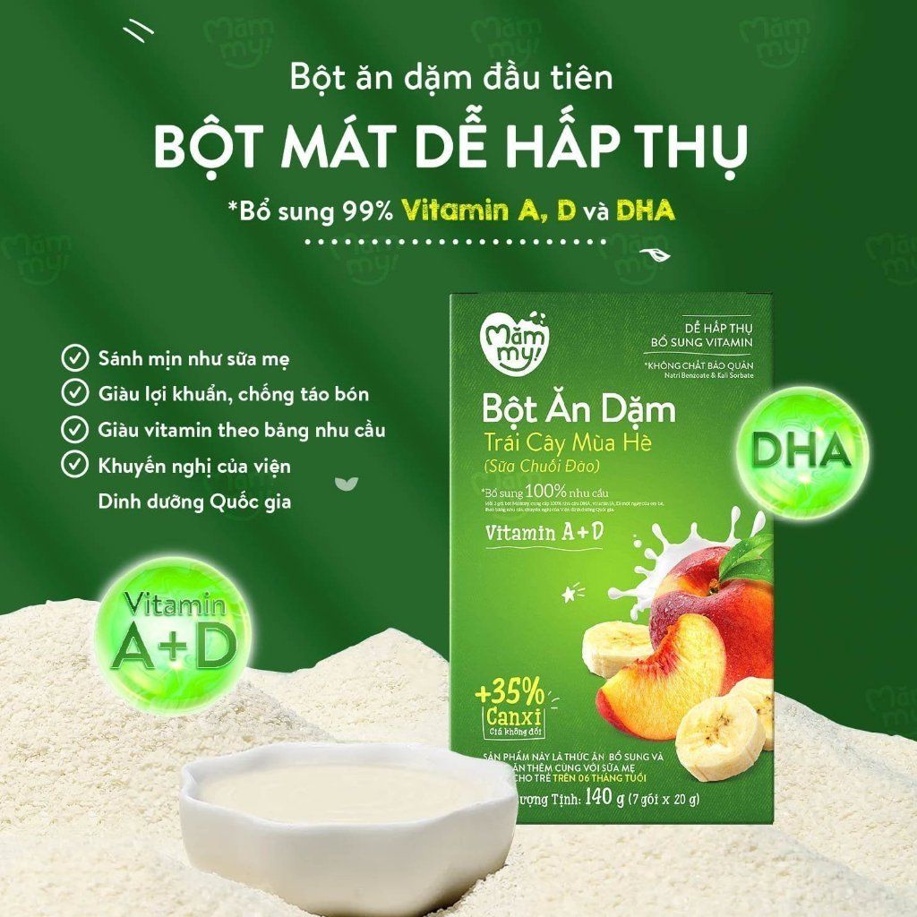  Bột Ăn Dặm Mămmy - 140 Gram  / 6 tháng ( Hộp 7 gói x 20 Gram ) 