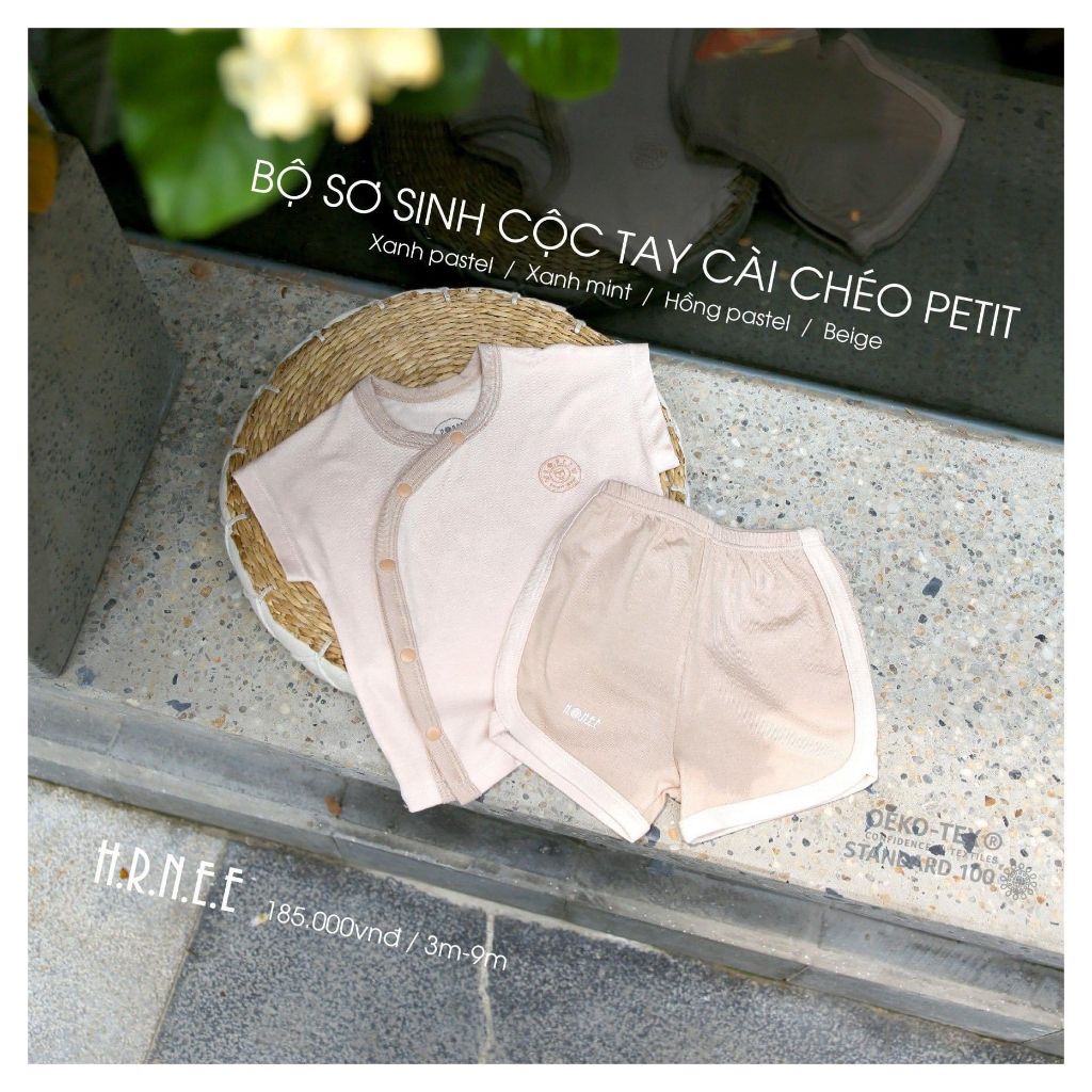  HRNEE - Bộ Sơ Sinh Cộc Tay Cài Chéo Petit 