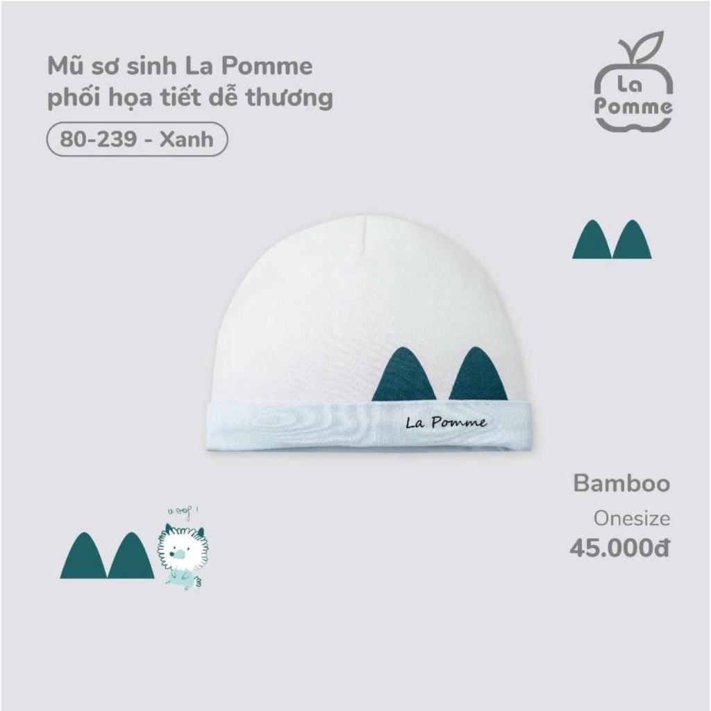  LA POMME - Mũ sơ sinh phối hoạ tiết dễ thương 