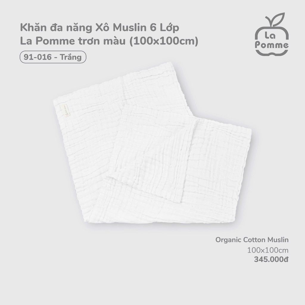  Khăn Đa Năng Xô Muslin 6 Lớp La Pomme Hoạ Tiết ( 100 x 100 ) 