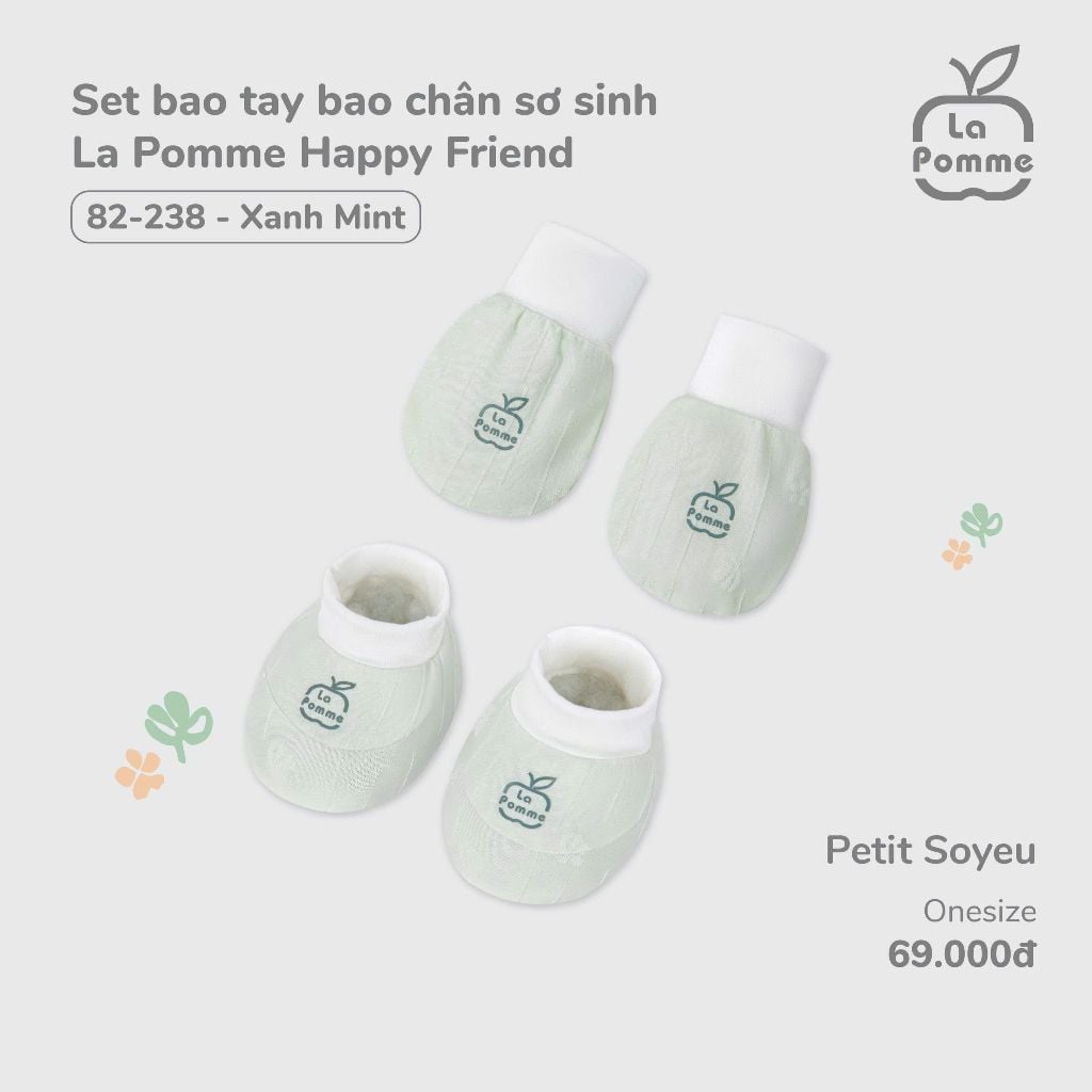  LA POMME - Set bao tay bao chân sơ sinh Happy Friend 